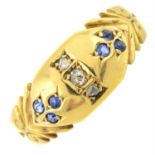 An early 20th century gold sapphire and diamond dress ring.