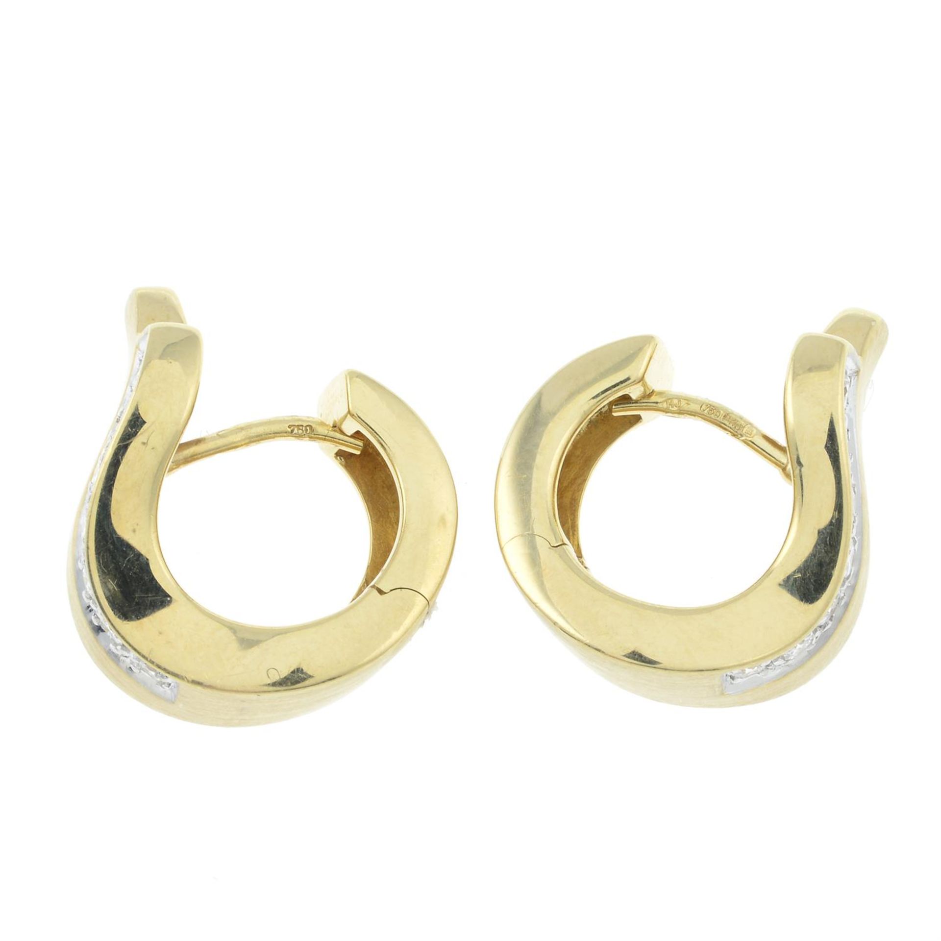 A pair of 18ct gold diamond hoop earrings. - Image 2 of 2