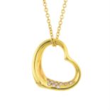 A diamond 'Open Heart' pendant, with chain, by Elsa Peretti for Tiffany & Co.