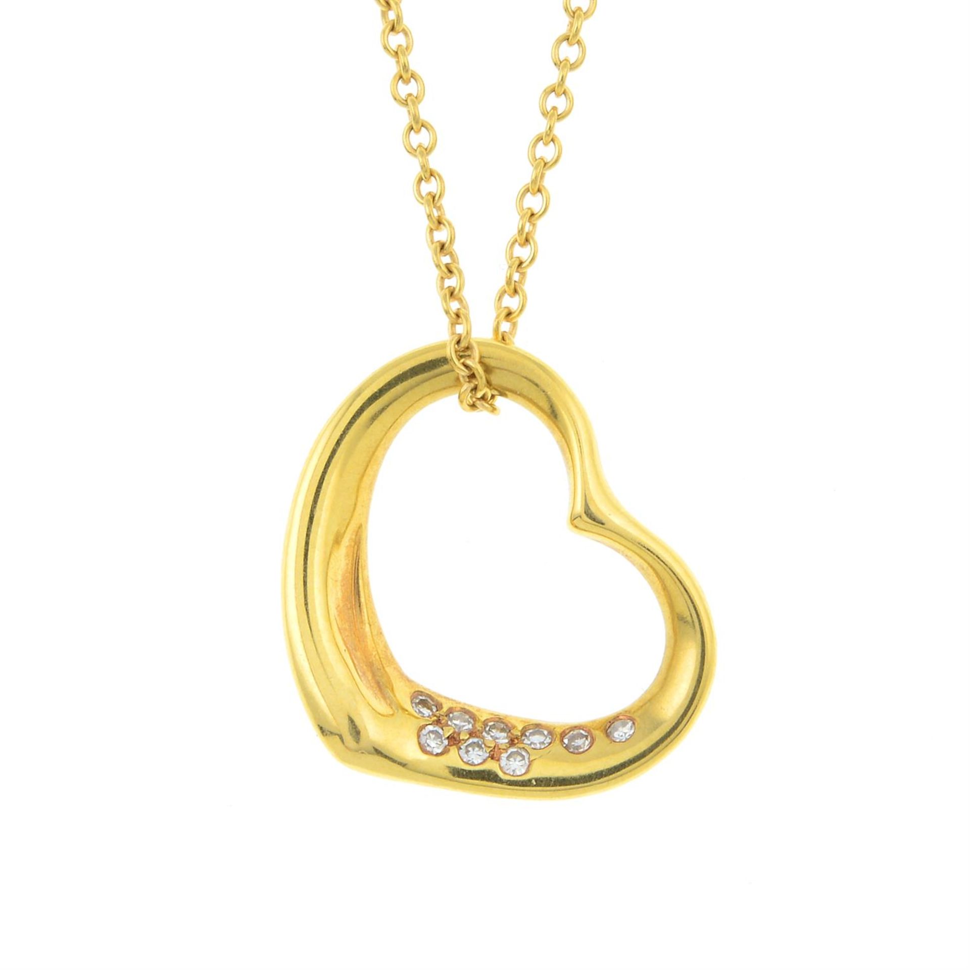A diamond 'Open Heart' pendant, with chain, by Elsa Peretti for Tiffany & Co.