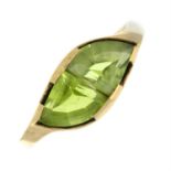 A 9ct gold peridot dress ring.