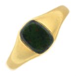 A bloodstone signet ring.