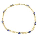 A 9ct gold sapphire and diamond bracelet.