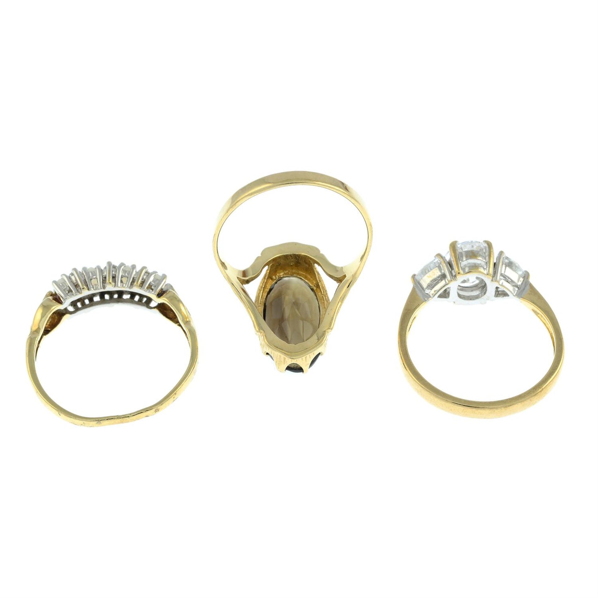 Three 9ct gold gem-set rings. - Image 2 of 2