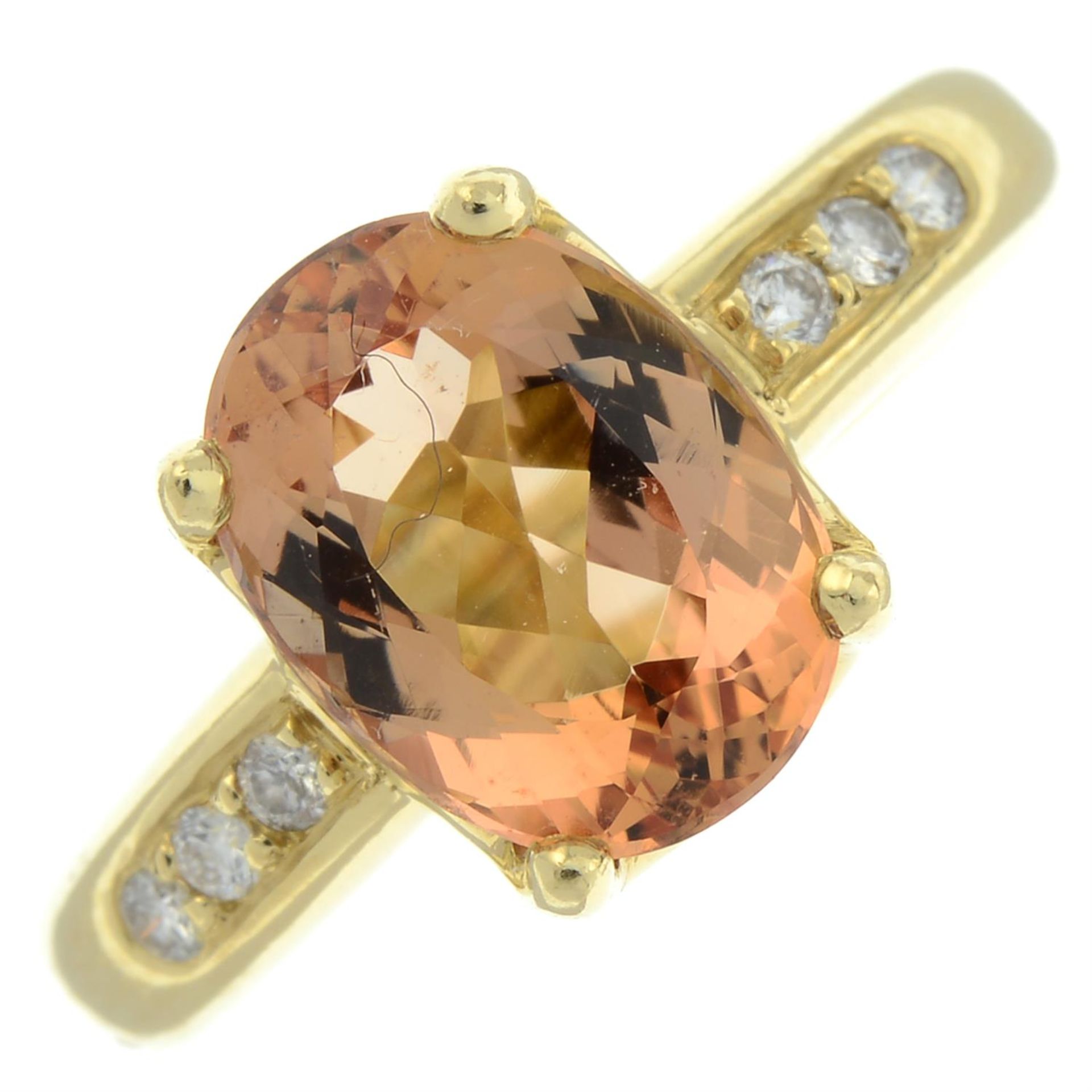 An orange topaz ring, with brilliant-cut diamond line shoulders, by H. Stern. - Image 2 of 6