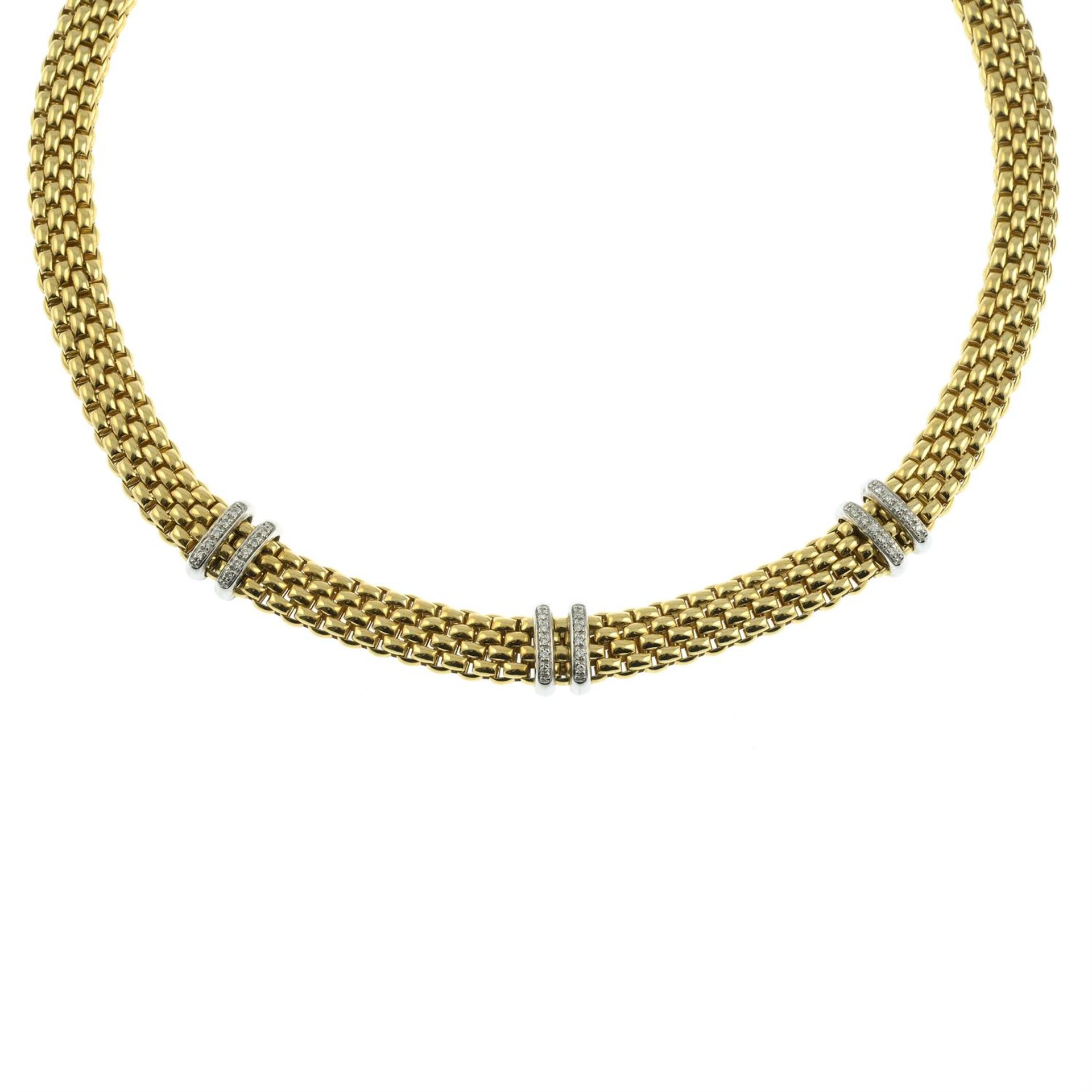 An 18ct gold diamond two-bar spacer 'Maori' necklace, by Fope. - Image 2 of 6