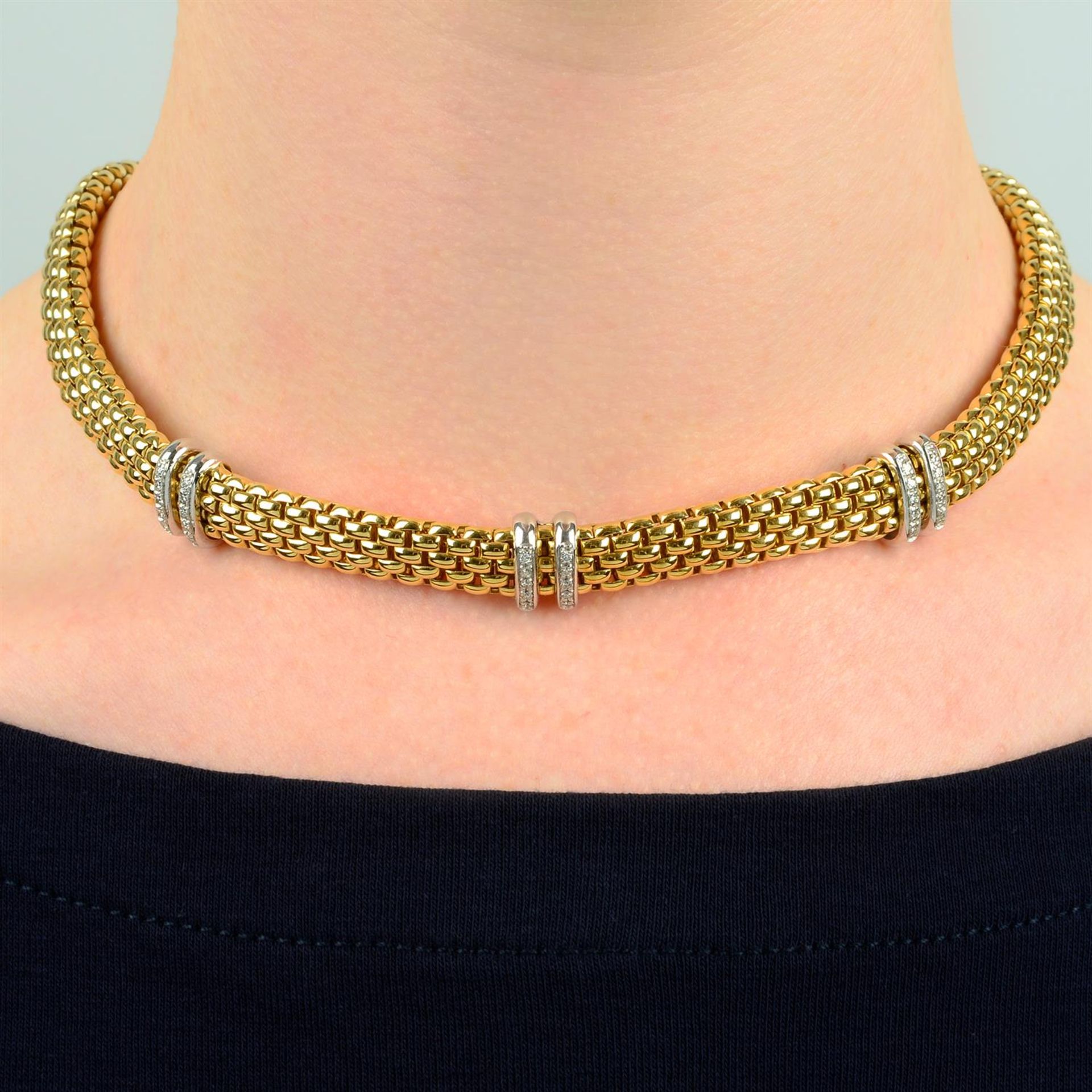 An 18ct gold diamond two-bar spacer 'Maori' necklace, by Fope.