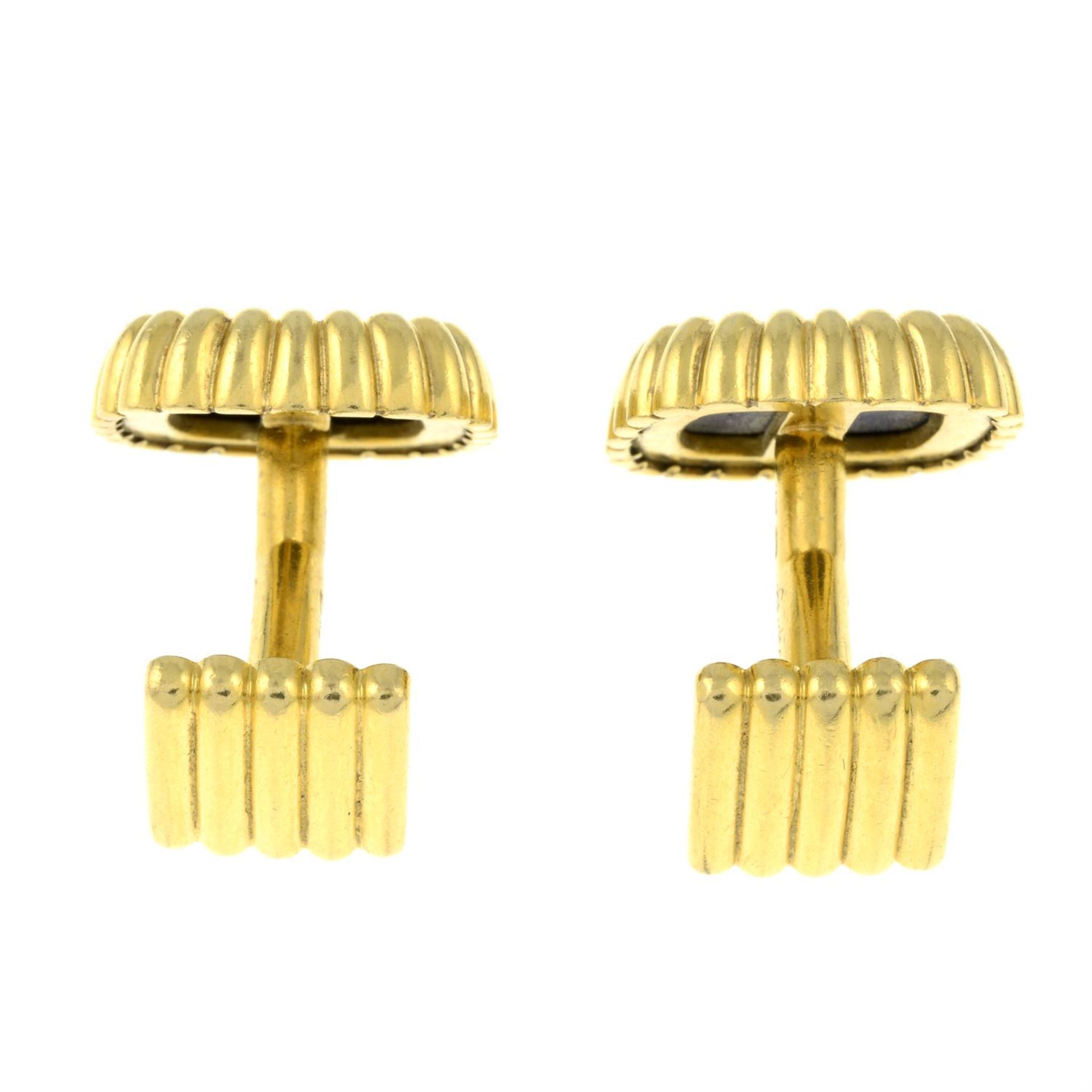 A pair of 1970s 18ct gold lapis lazuli cufflinks, by Asprey. - Image 3 of 4