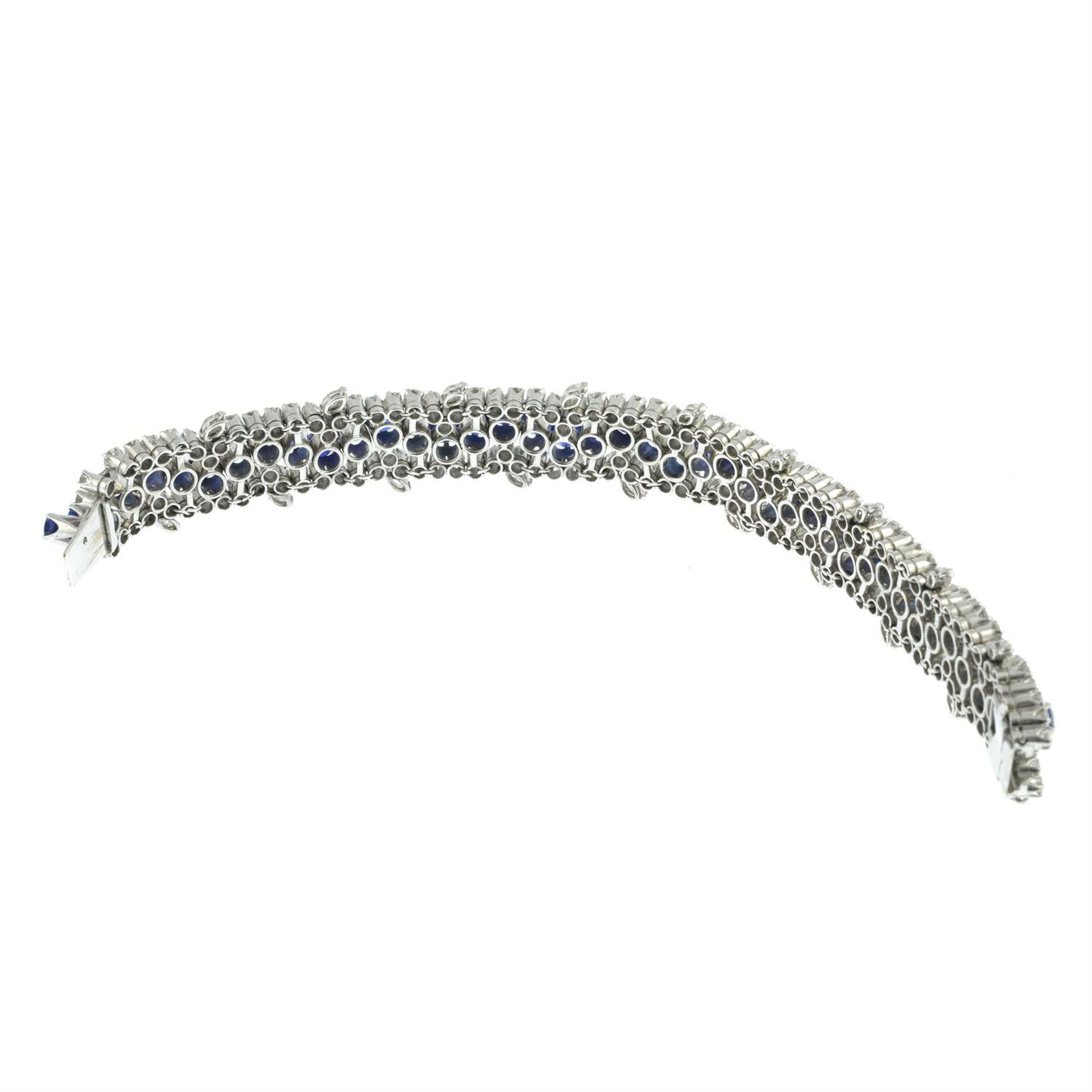 A mid 20th century sapphire and diamond bracelet. - Bild 4 aus 4