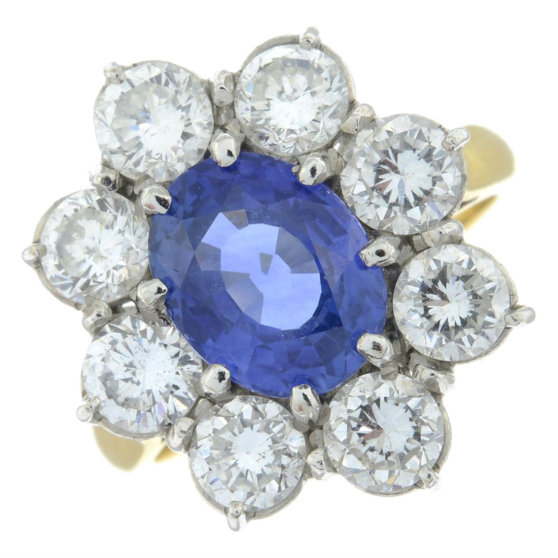 A sapphire and brilliant-cut diamond cluster ring. - Bild 2 aus 5