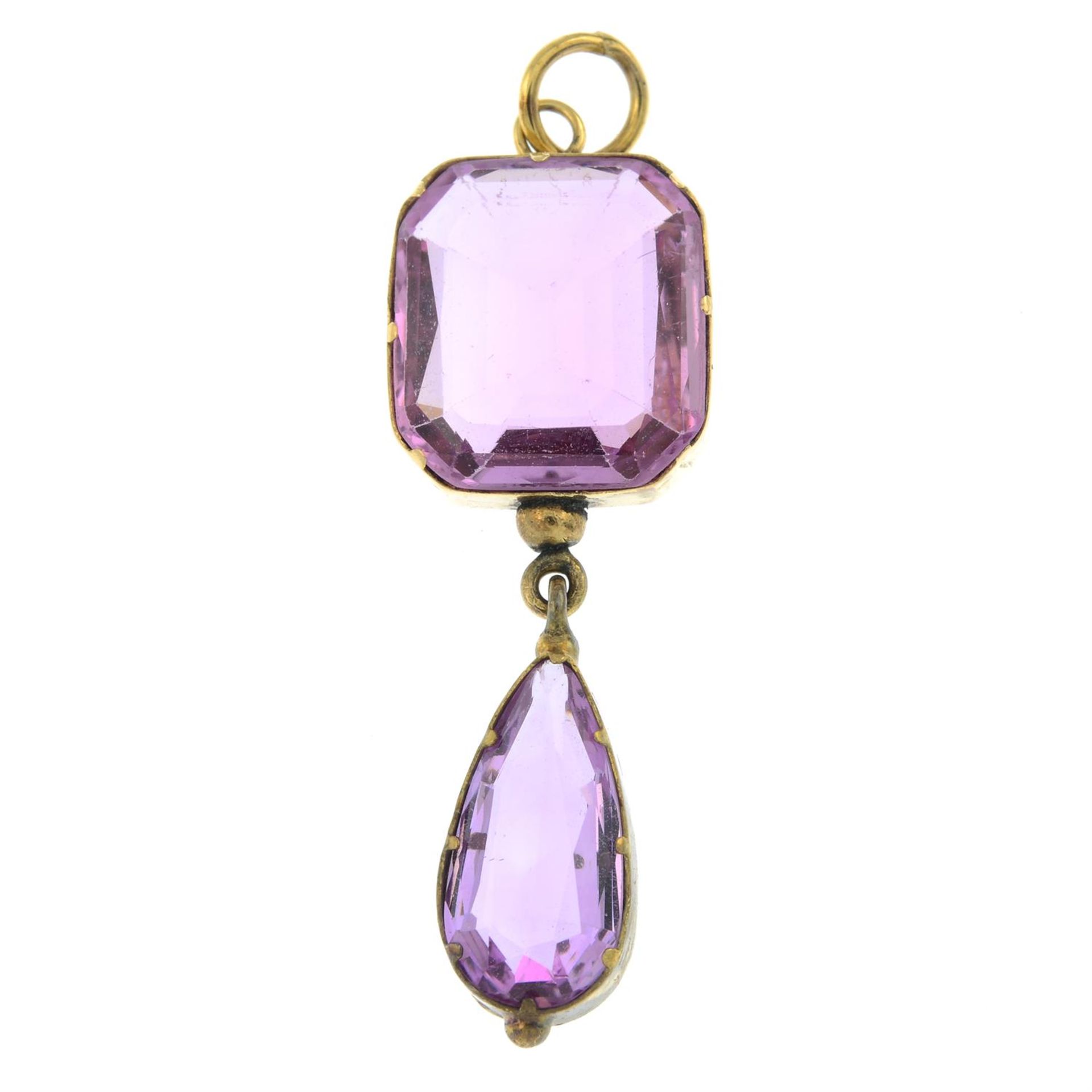 A pink topaz drop pendant. - Image 2 of 4