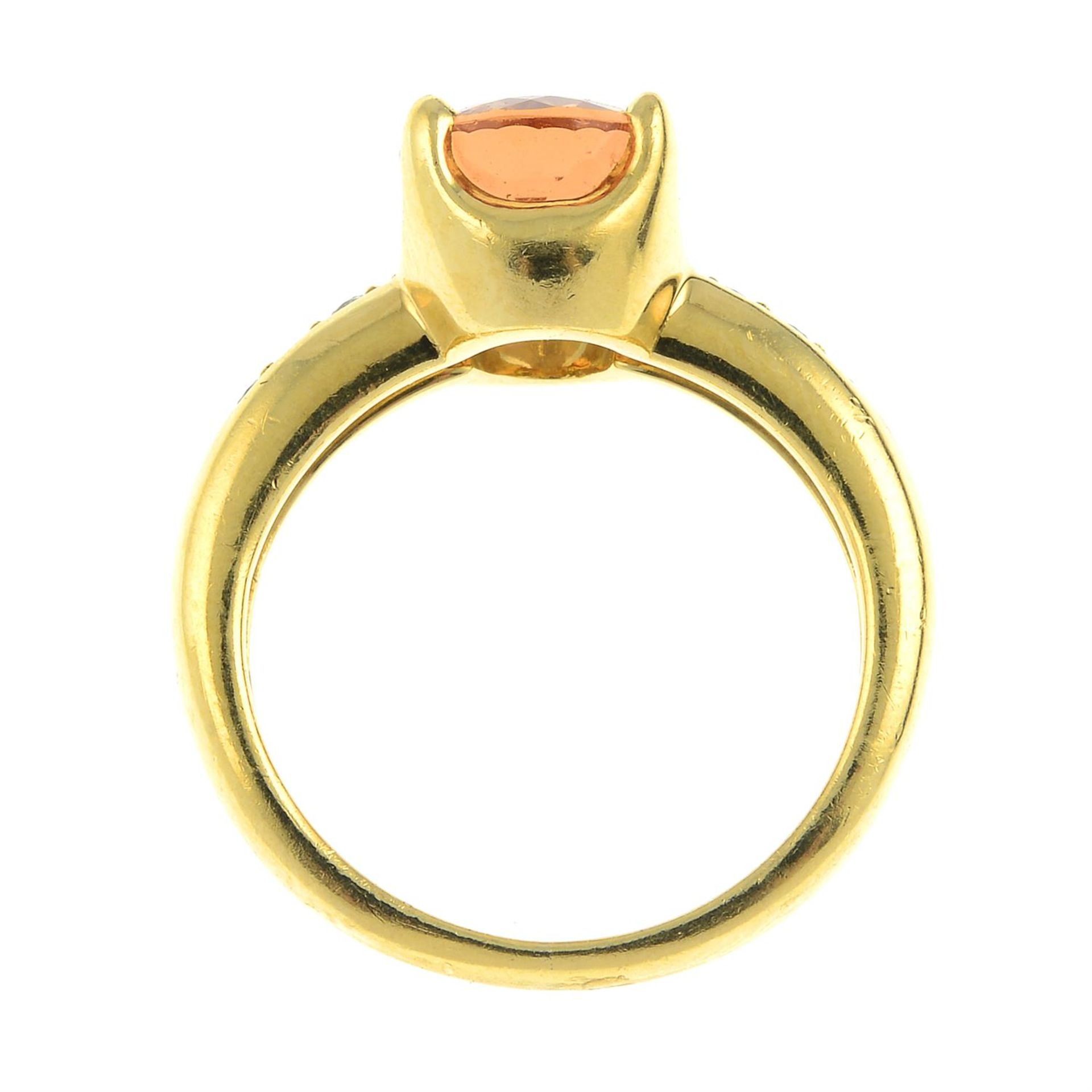 An orange topaz ring, with brilliant-cut diamond line shoulders, by H. Stern. - Image 5 of 6