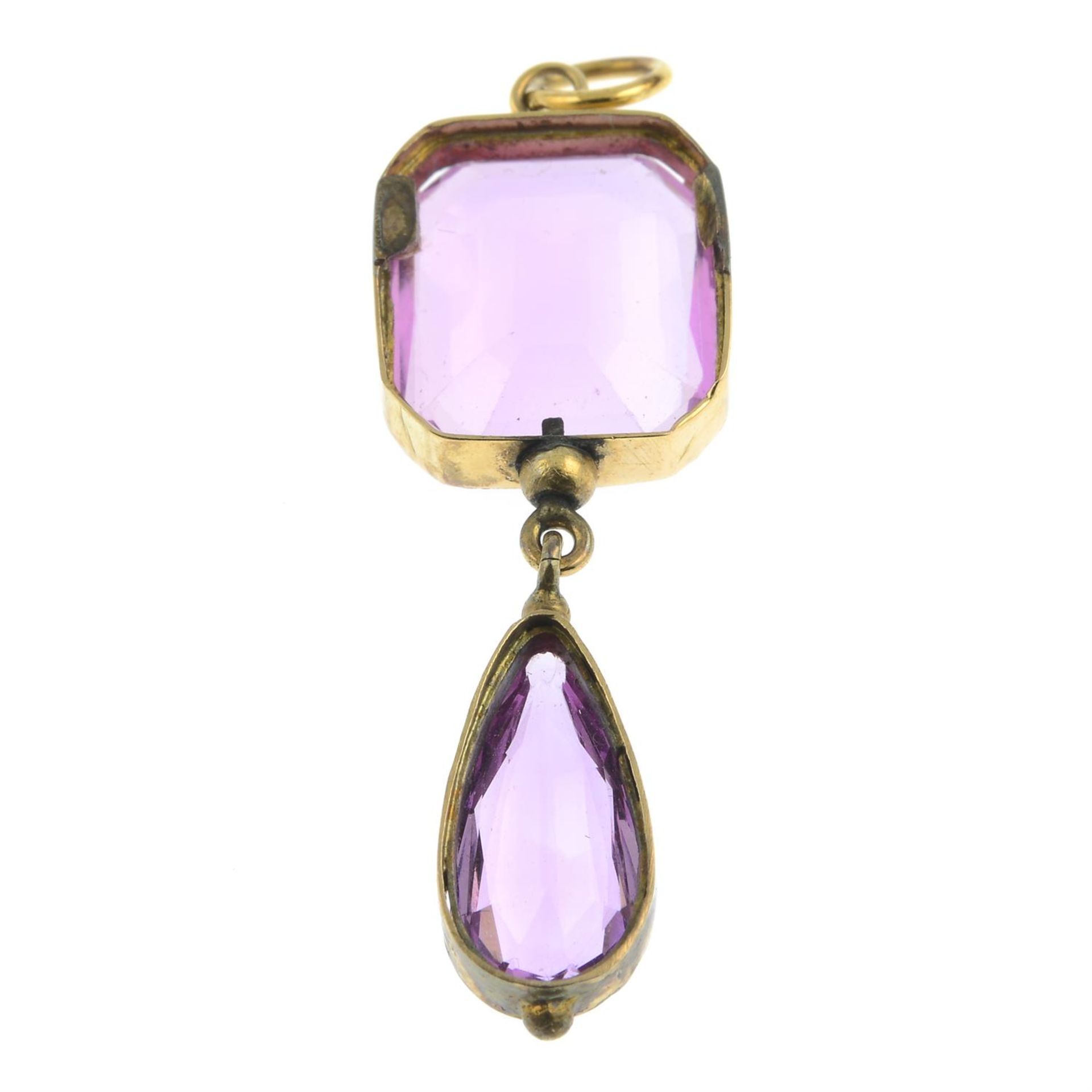 A pink topaz drop pendant. - Image 3 of 4