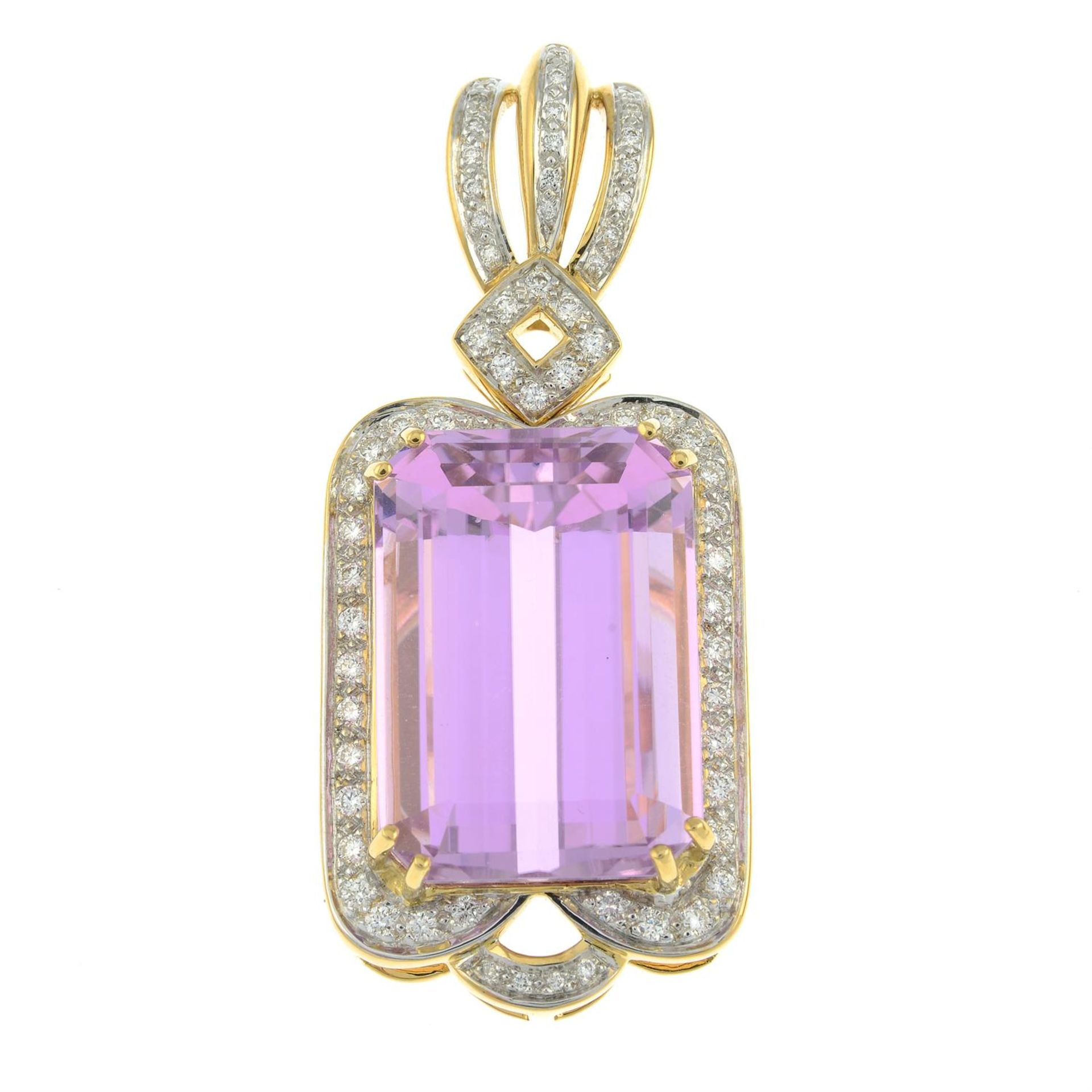 An 18ct gold kunzite and diamond pendant. - Image 2 of 4