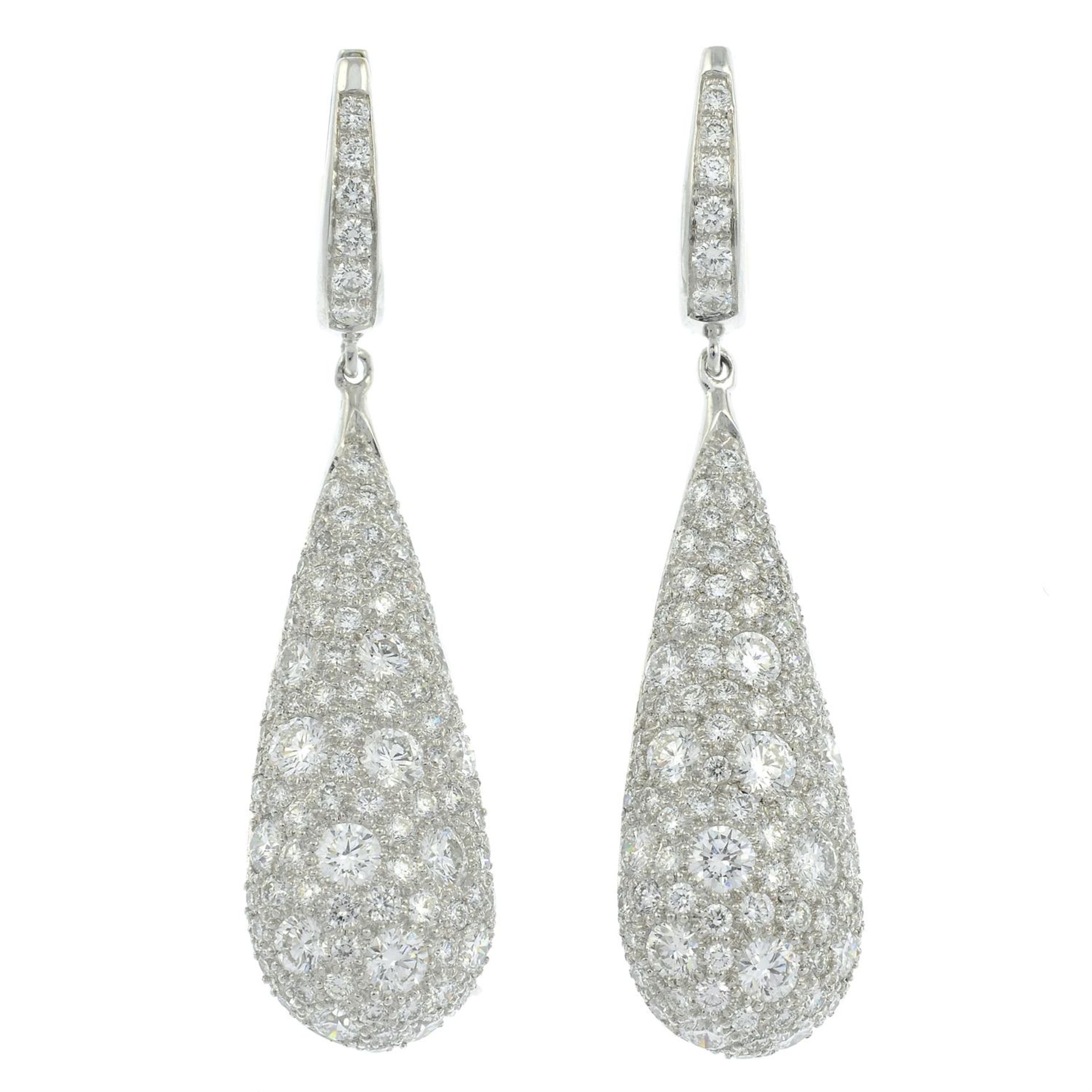 A pair of pavé-set diamond drop earrings. - Image 2 of 3