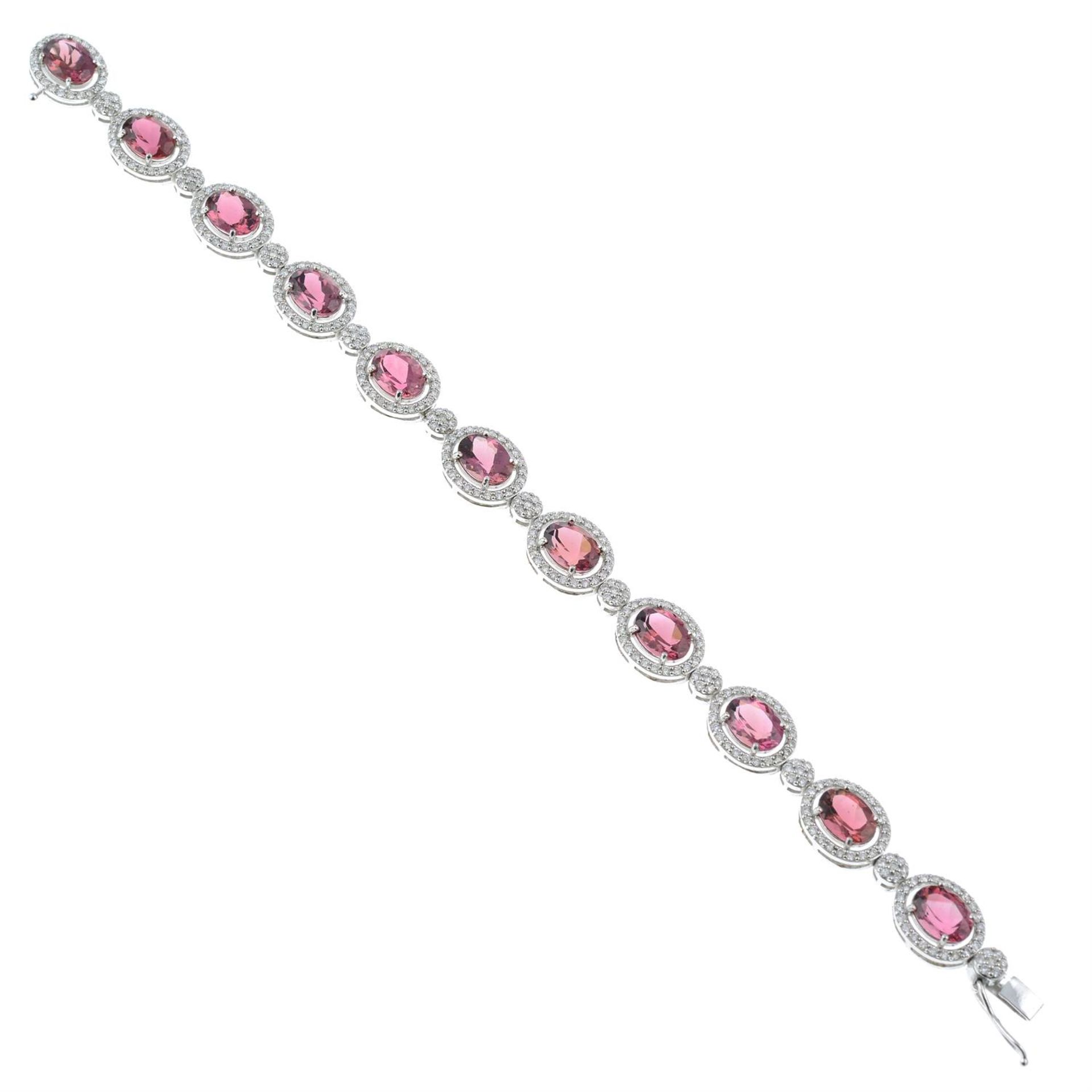 A pink tourmaline and diamond bracelet. - Image 3 of 4