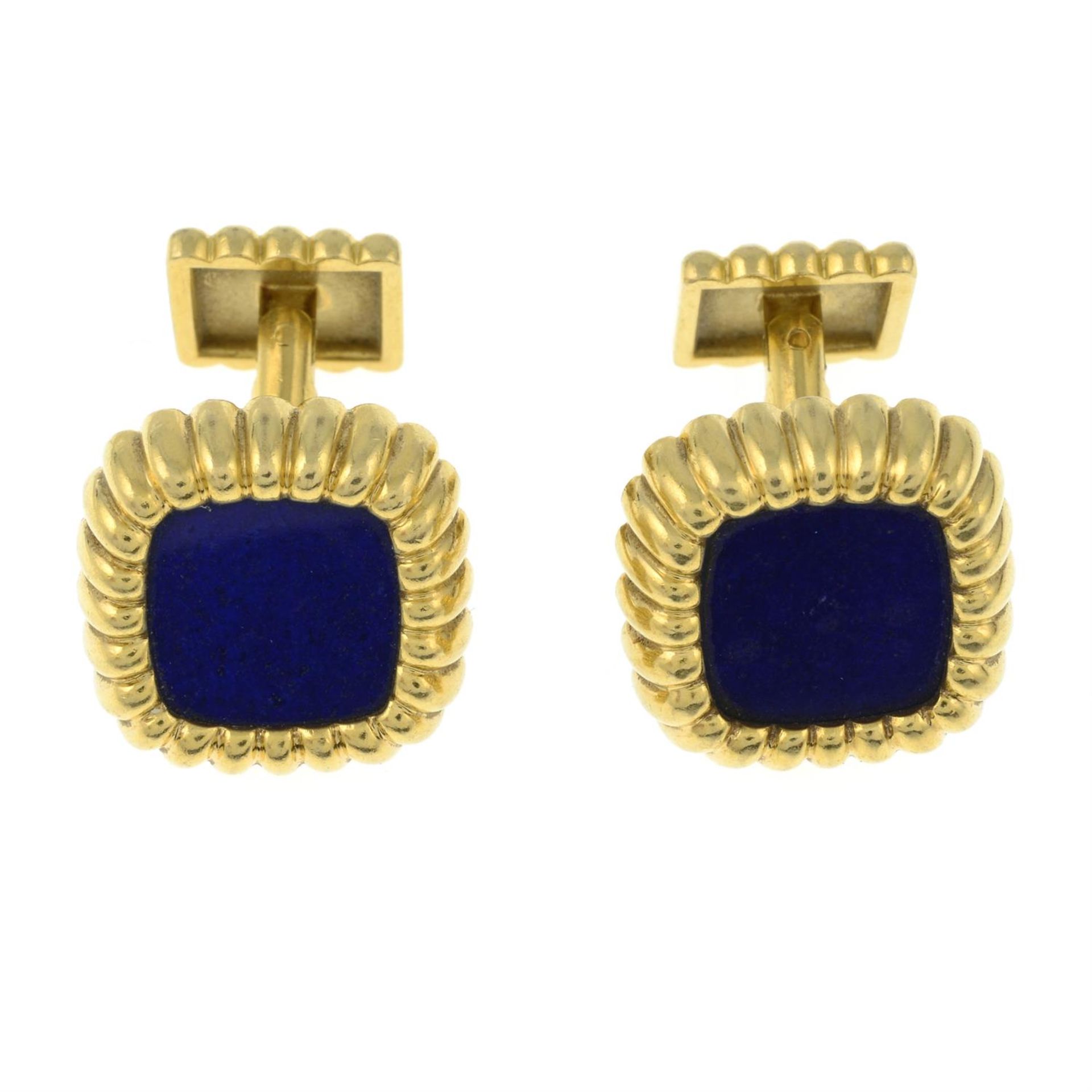 A pair of 1970s 18ct gold lapis lazuli cufflinks, by Asprey. - Image 2 of 4