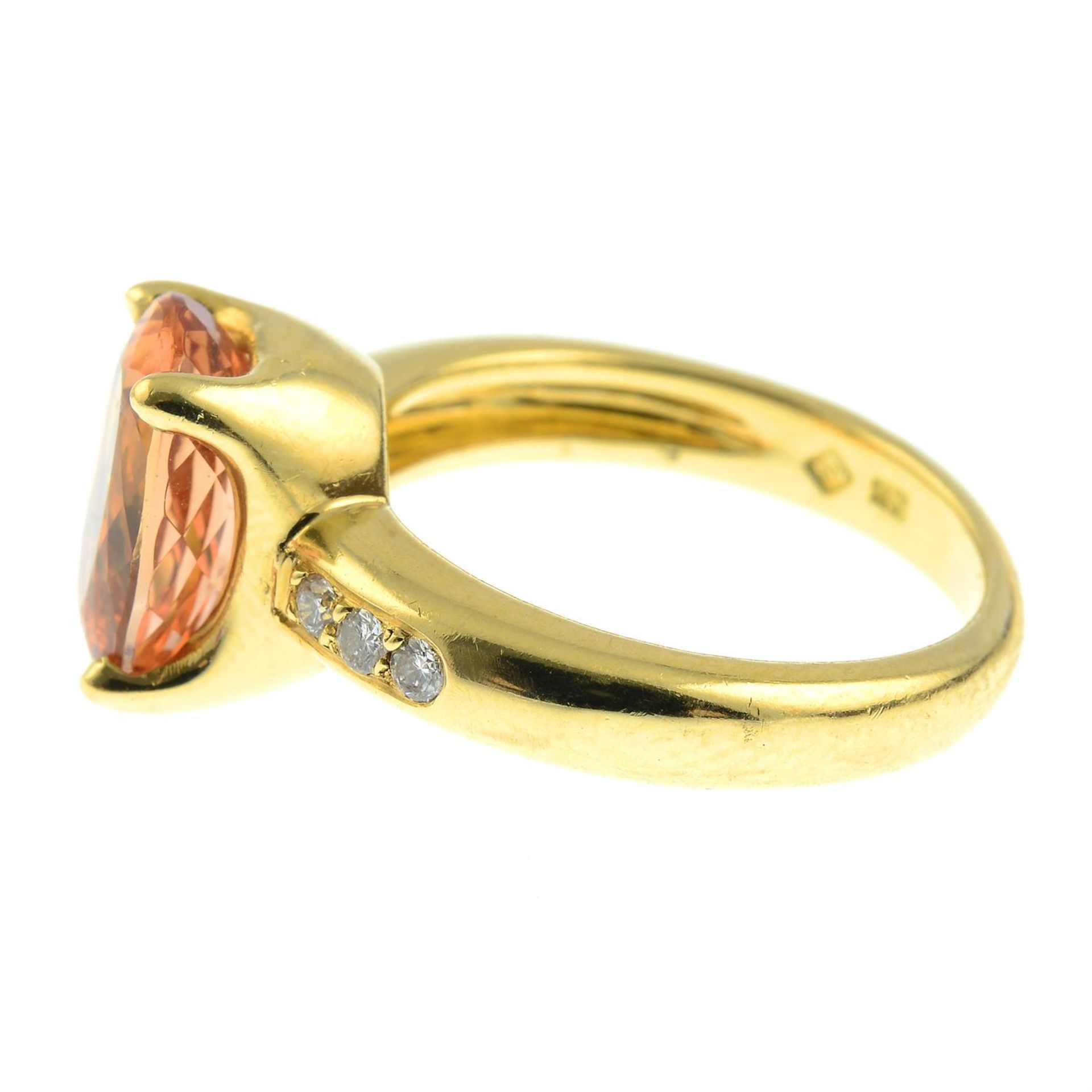 An orange topaz ring, with brilliant-cut diamond line shoulders, by H. Stern. - Image 3 of 6