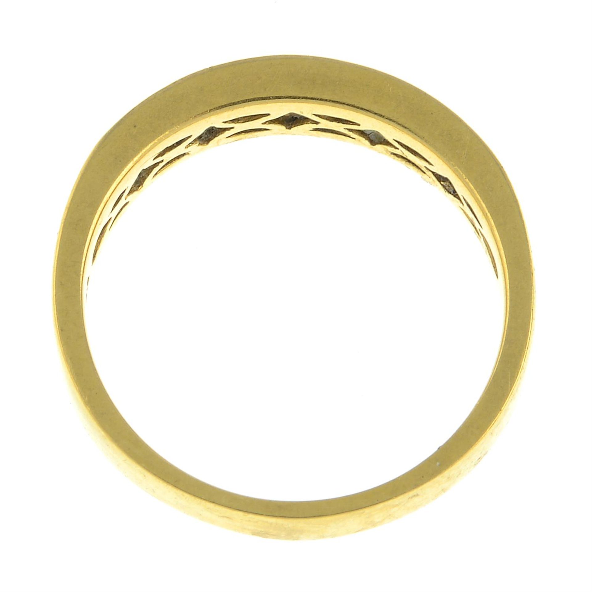 An 18ct gold baguette-cut and square-shape diamond half-eternity ring. - Image 5 of 6