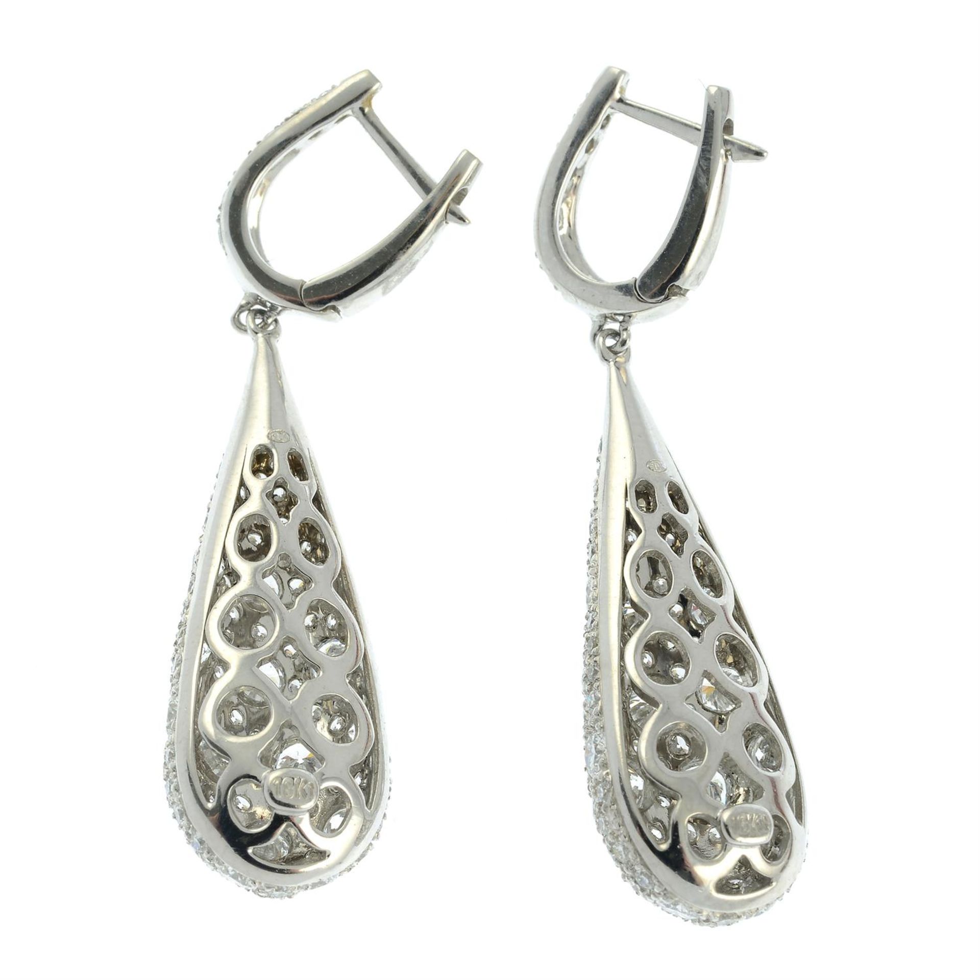 A pair of pavé-set diamond drop earrings. - Image 3 of 3