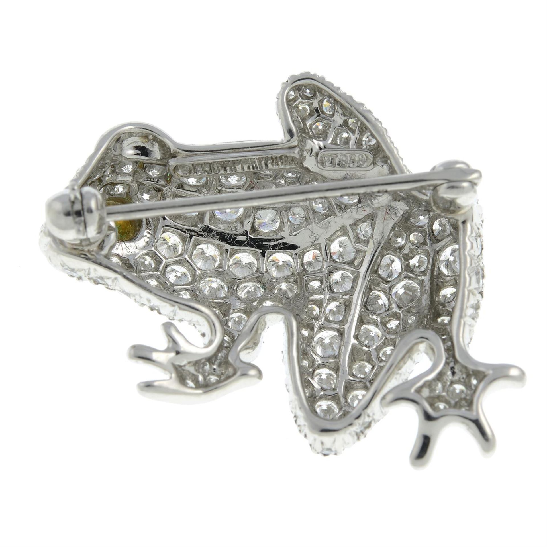 A platinum pavé-set diamond frog brooch, with emerald cabochon eye, by Tiffany & Co. - Image 3 of 4