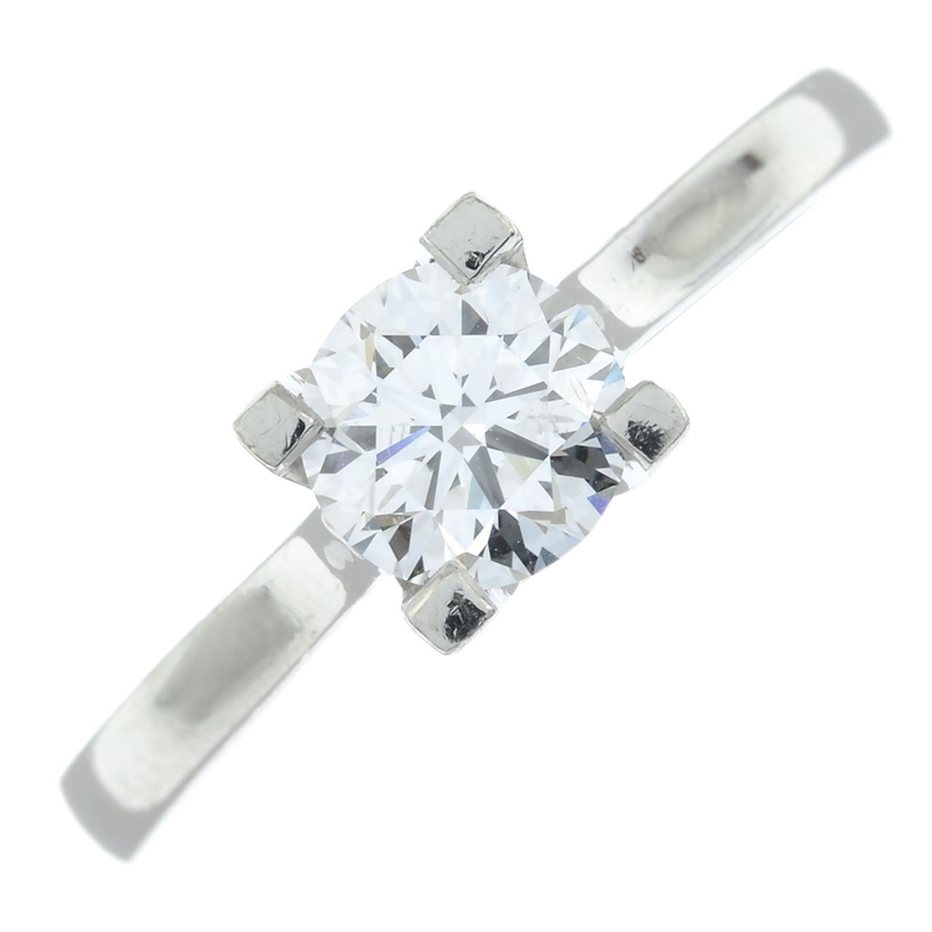 A platinum brilliant-cut diamond single-stone ring. - Bild 2 aus 5