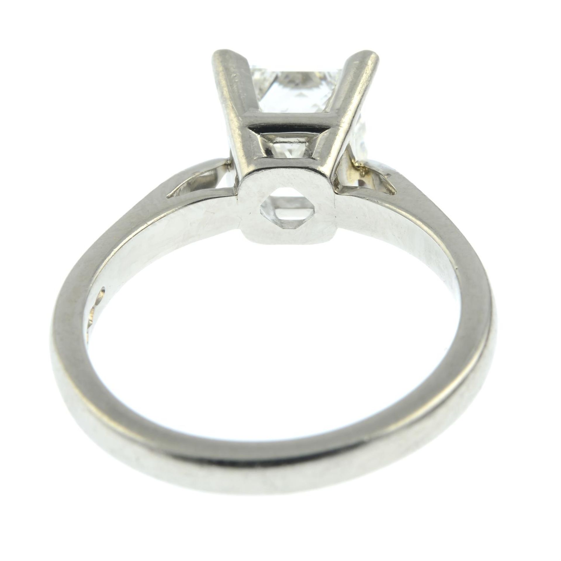 A platinum square-shape diamond single-stone ring. - Image 4 of 7