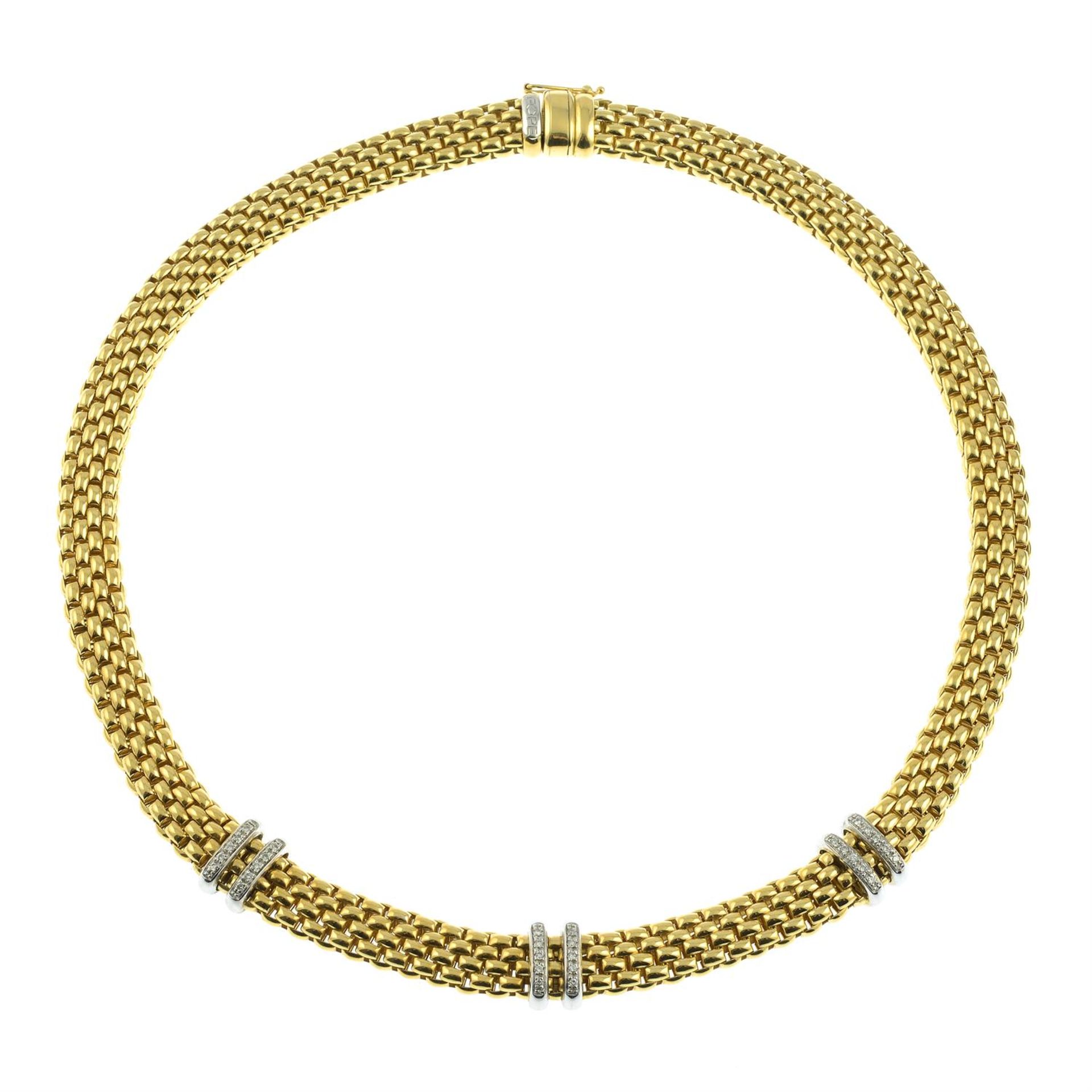 An 18ct gold diamond two-bar spacer 'Maori' necklace, by Fope. - Image 3 of 6