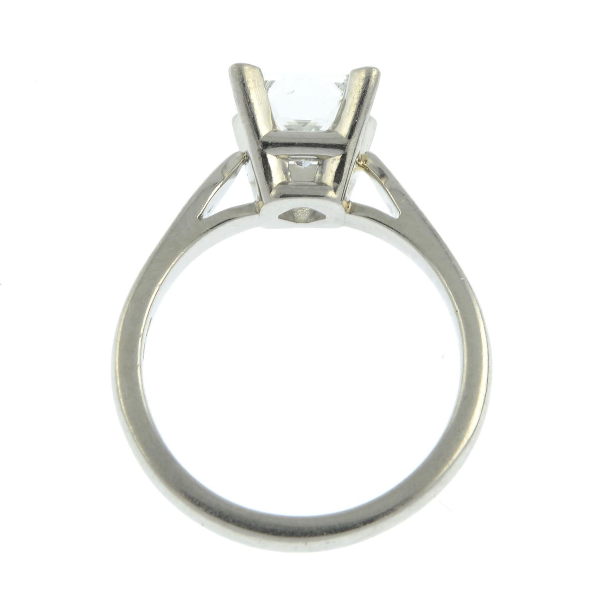 A platinum square-shape diamond single-stone ring. - Image 5 of 7