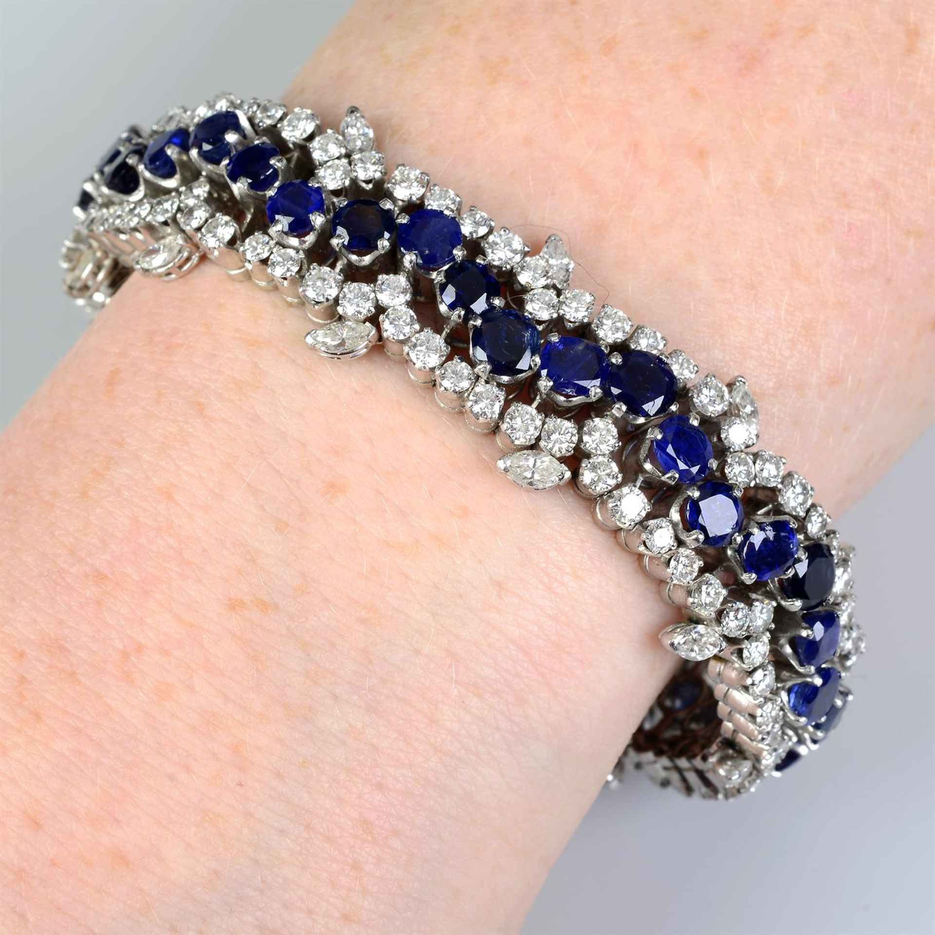 A mid 20th century sapphire and diamond bracelet.
