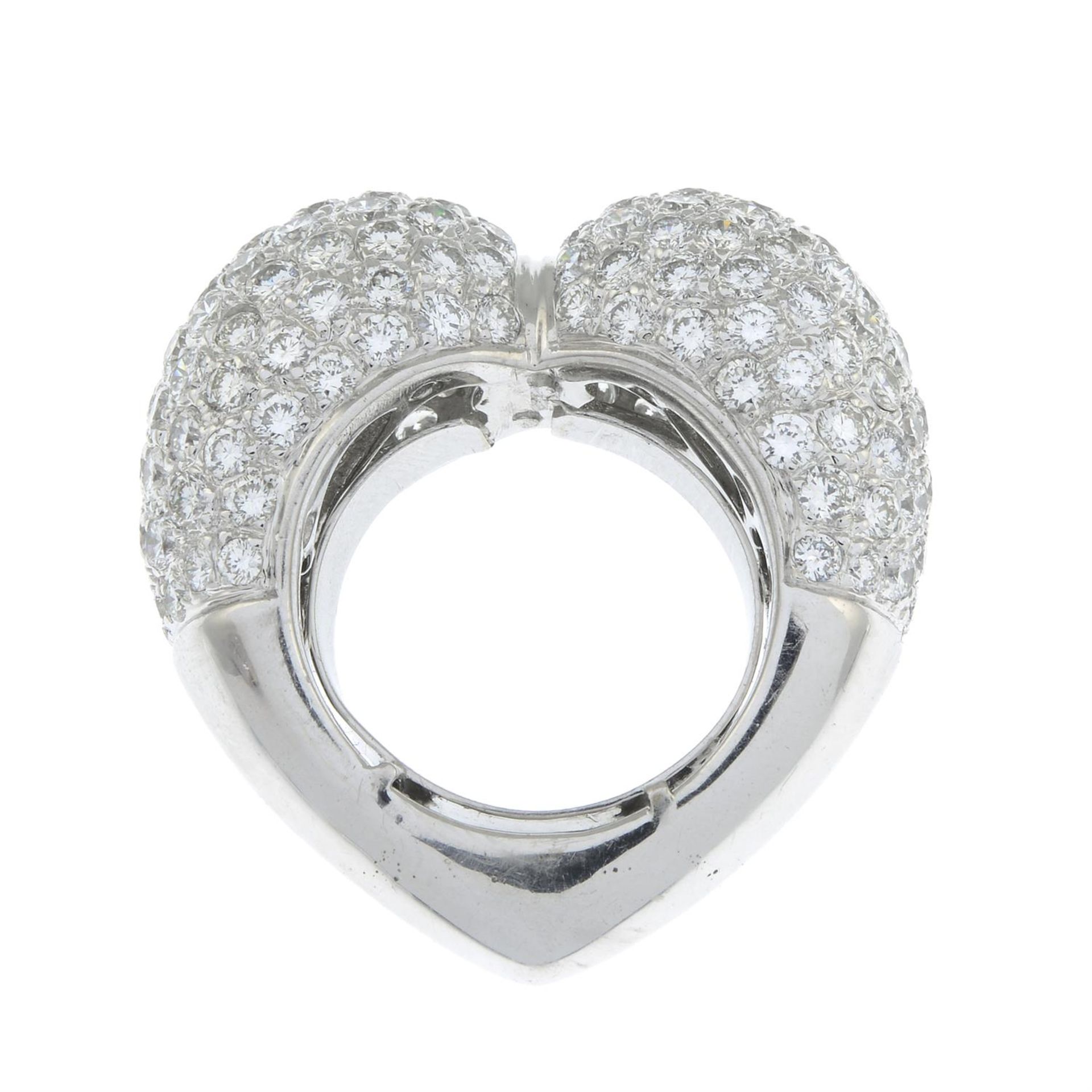 A pavé-set diamond heart ring. - Image 2 of 6