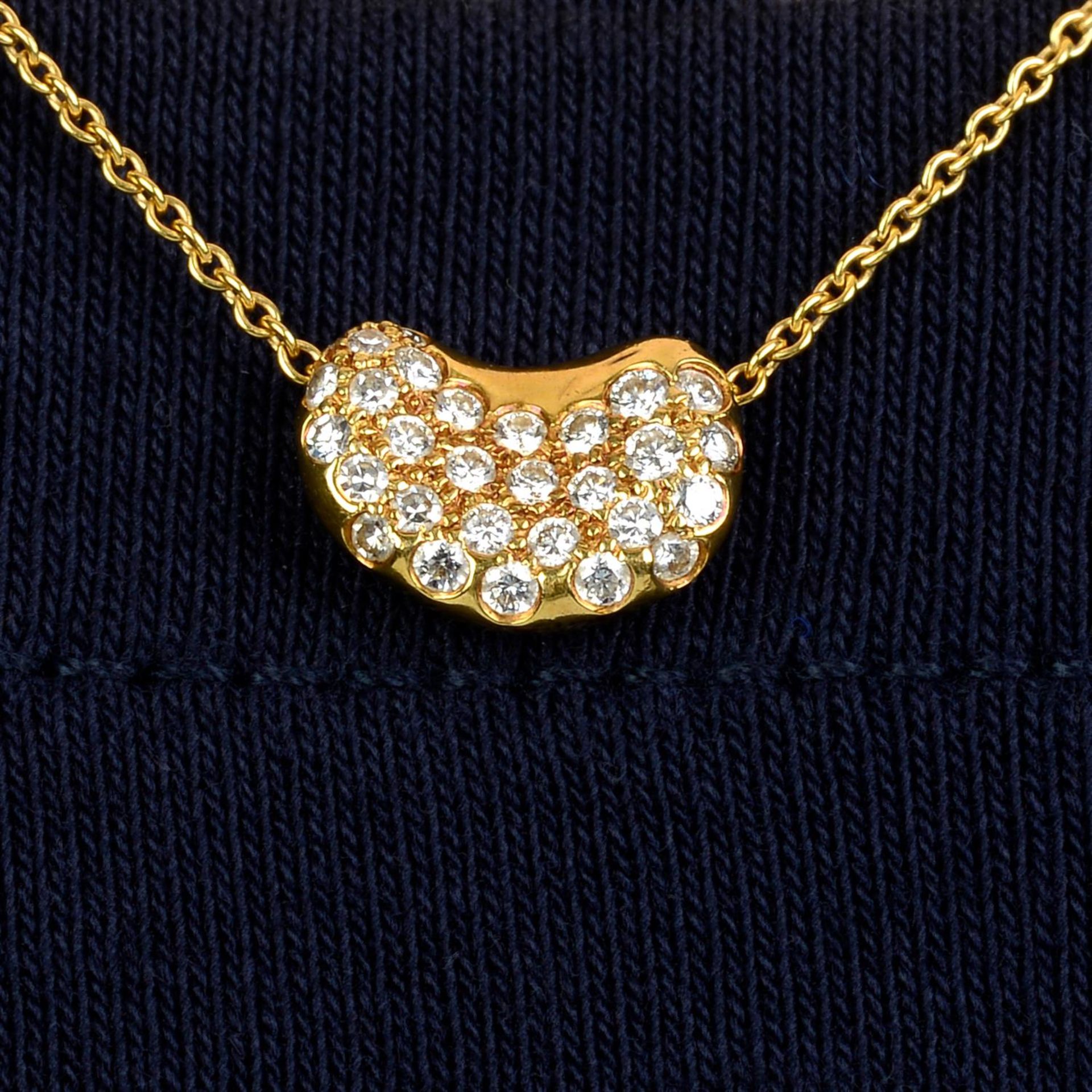 A diamond 'Bean' pendant, on chain, by Elsa Peretti for Tiffany & Co.