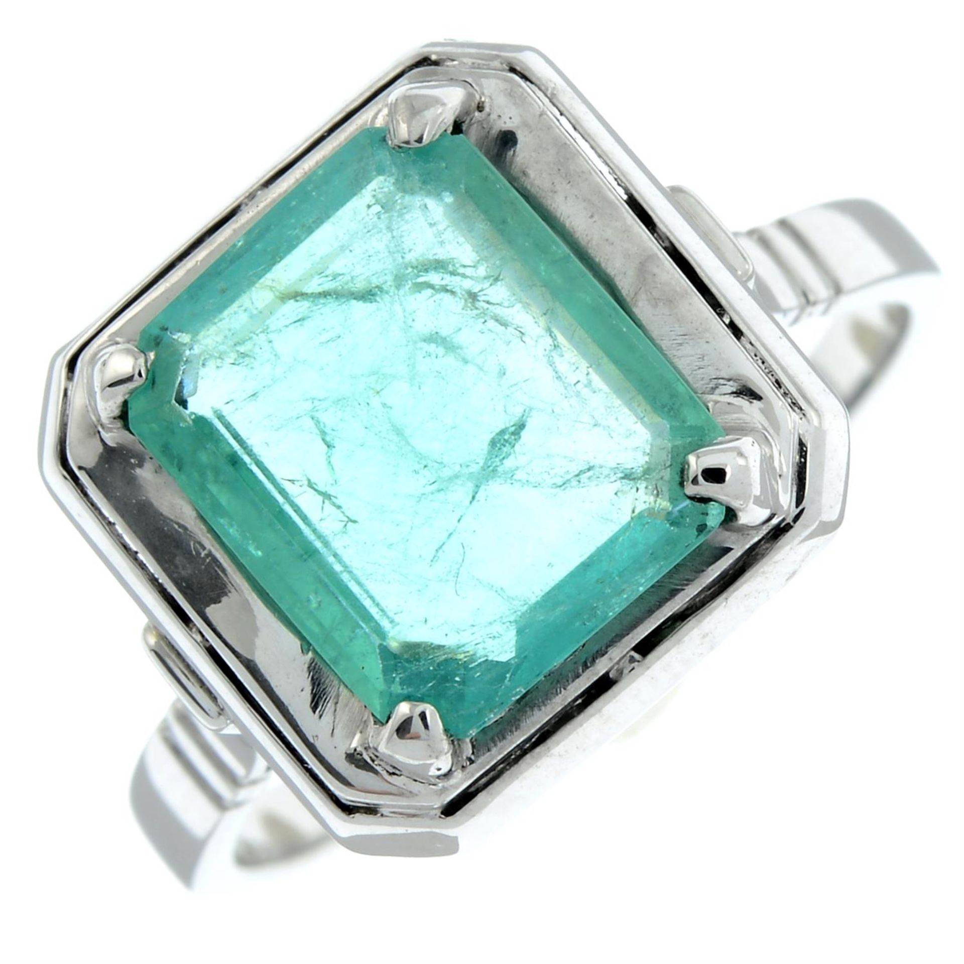 An emerald single-stone ring. - Bild 2 aus 6