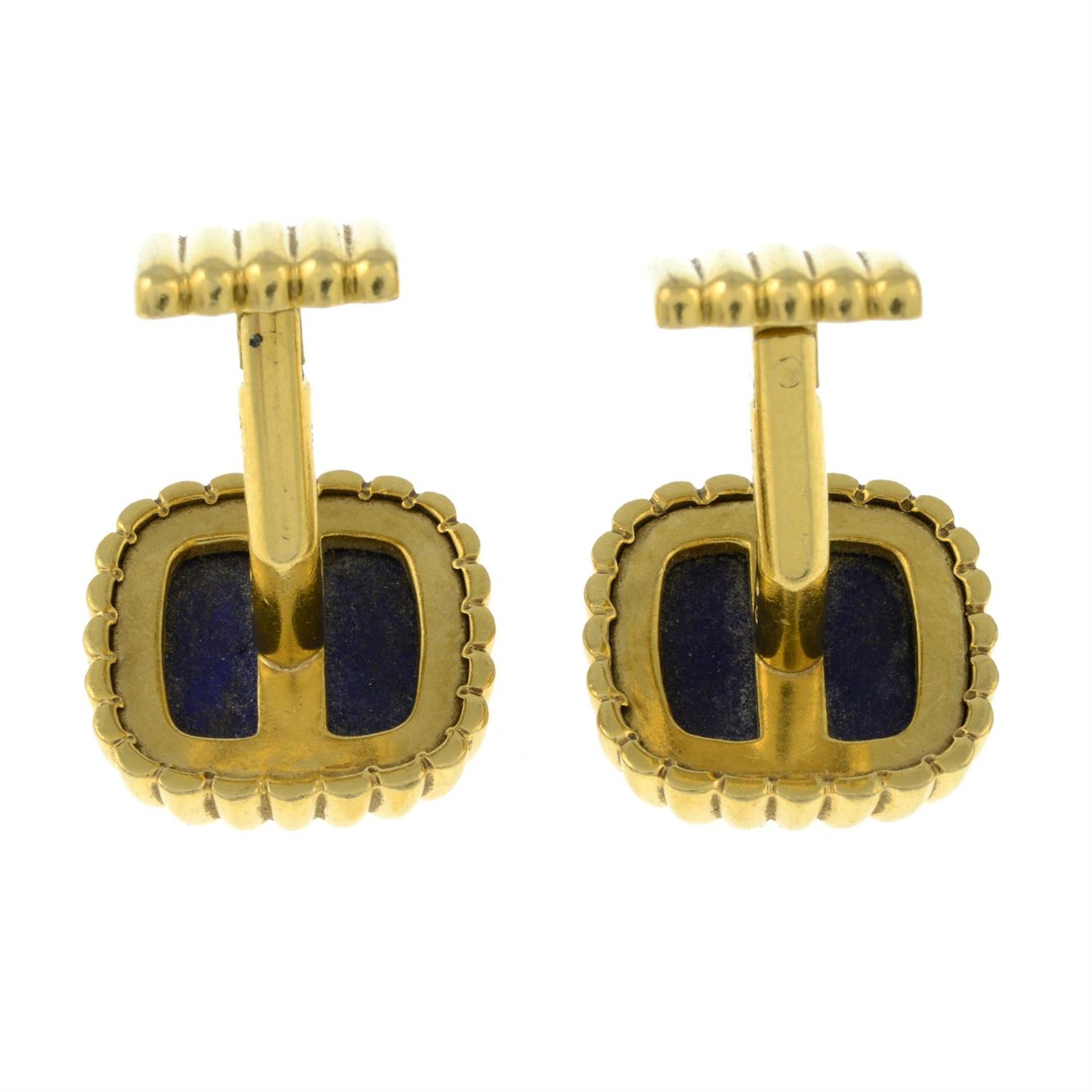 A pair of 1970s 18ct gold lapis lazuli cufflinks, by Asprey. - Image 4 of 4