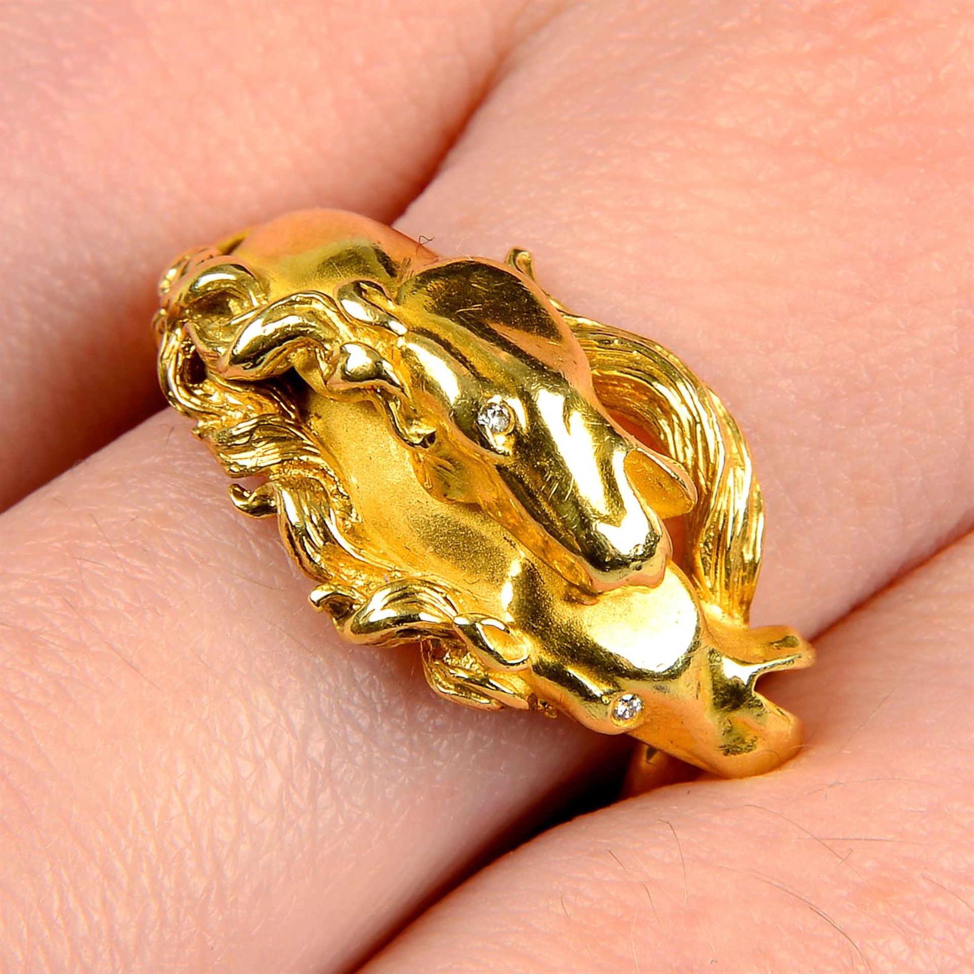 An 18ct gold horse ring, with diamond eyes, by Carrera y Carrera.