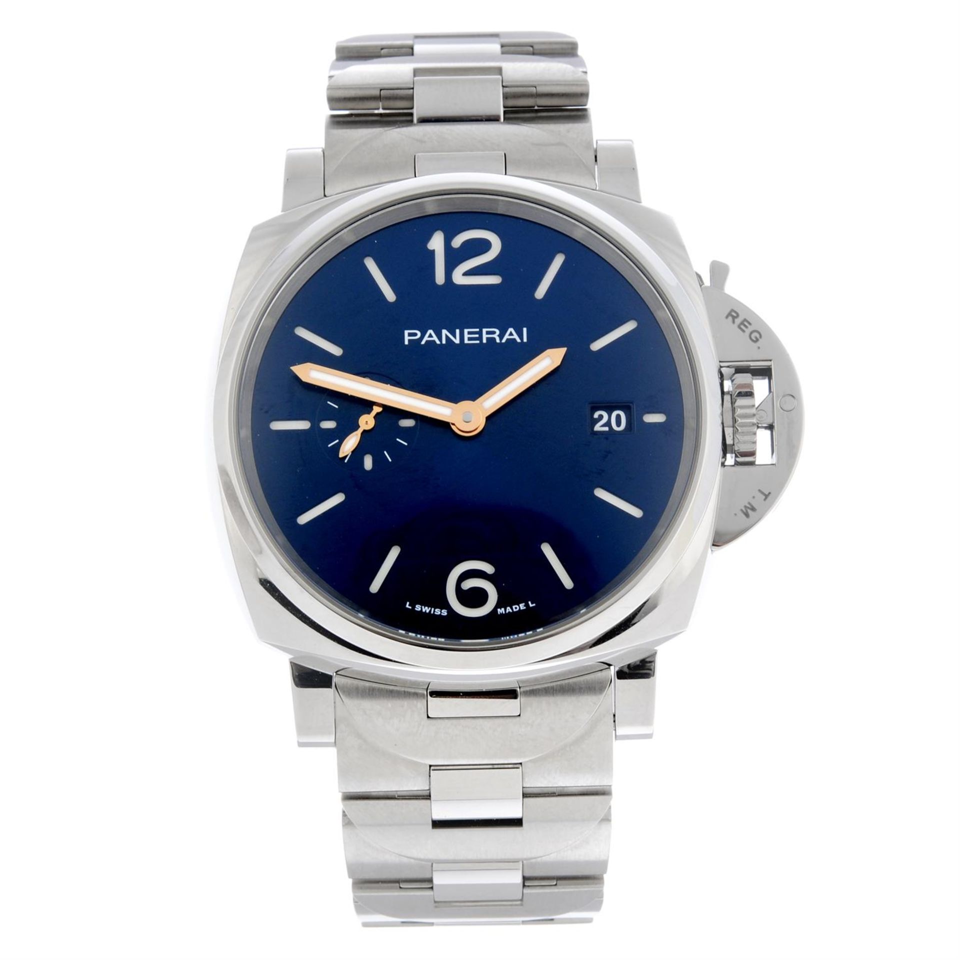 PANERAI - a limited edition stainless steel Luminor Due bracelet watch, 42mm.