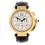 CARTIER - an 18ct yellow gold Pasha chronograph wrist watch, 42mm.