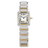 CARTIER - a bi-metal Tank Francaise bracelet watch, 20x20mm.