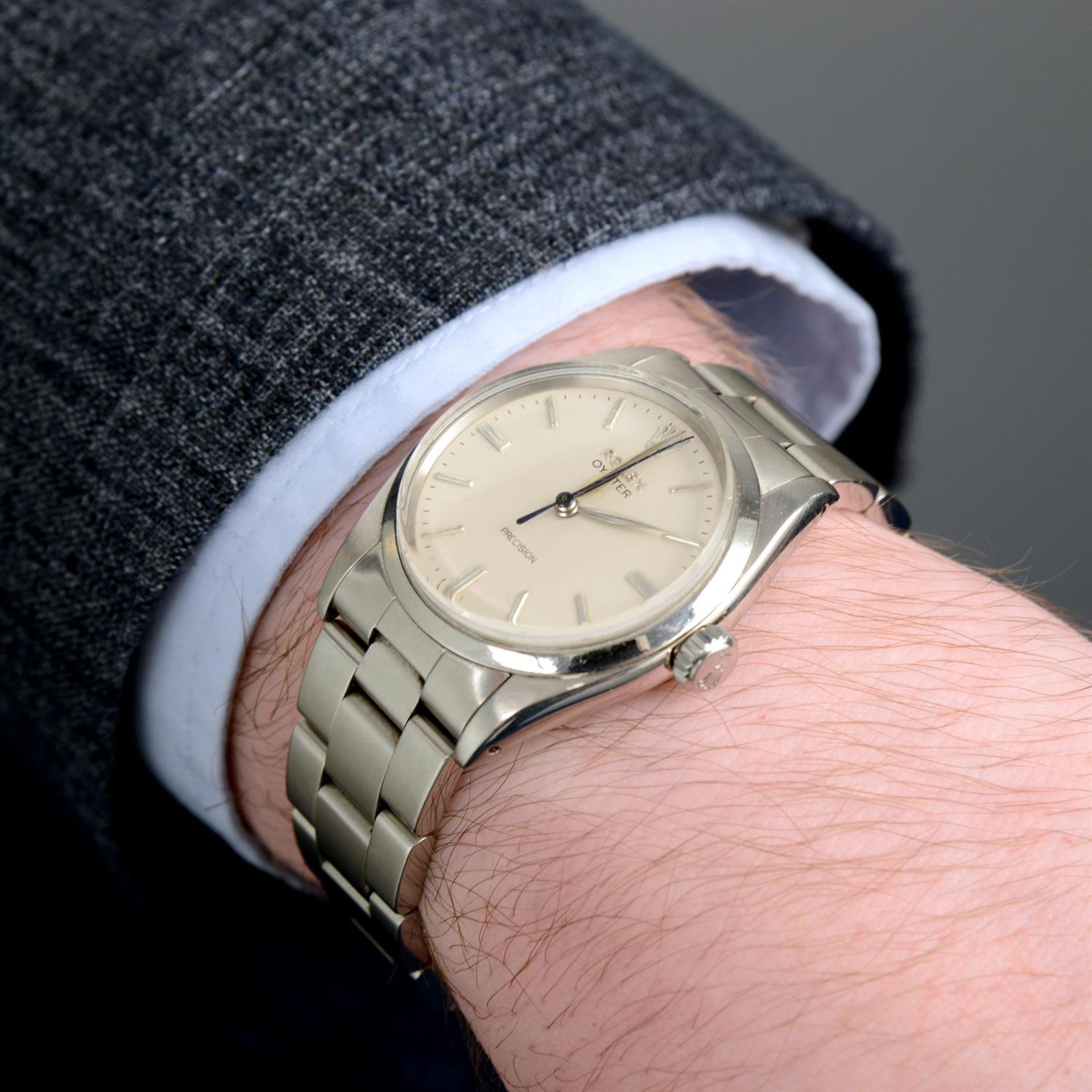 ROLEX - a stainless steel Oyster Precision bracelet watch, 34mm. - Bild 5 aus 5
