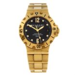 BULGARI - an 18ct yellow gold Diagono Scuba bracelet watch, 38mm.