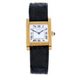 CARTIER - an 18ct gold Tank Normale wrist watch, 22x22mm.