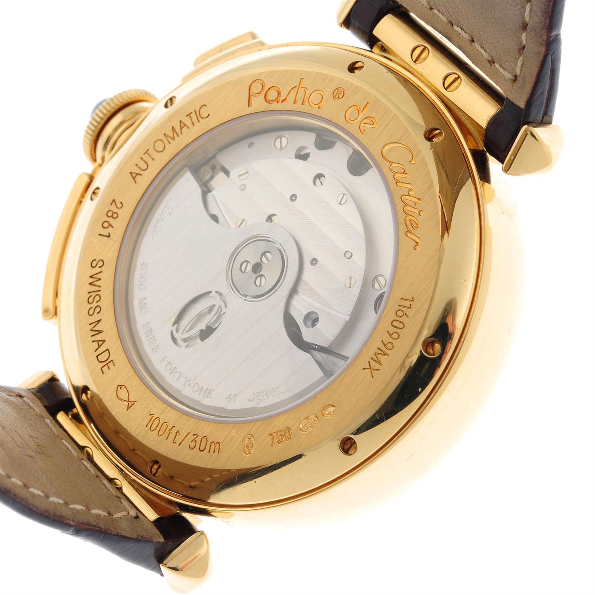 CARTIER - an 18ct yellow gold Pasha chronograph wrist watch, 42mm. - Bild 4 aus 5