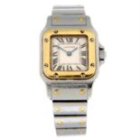 CARTIER - a bi-metal Santos bracelet watch, 23mm.