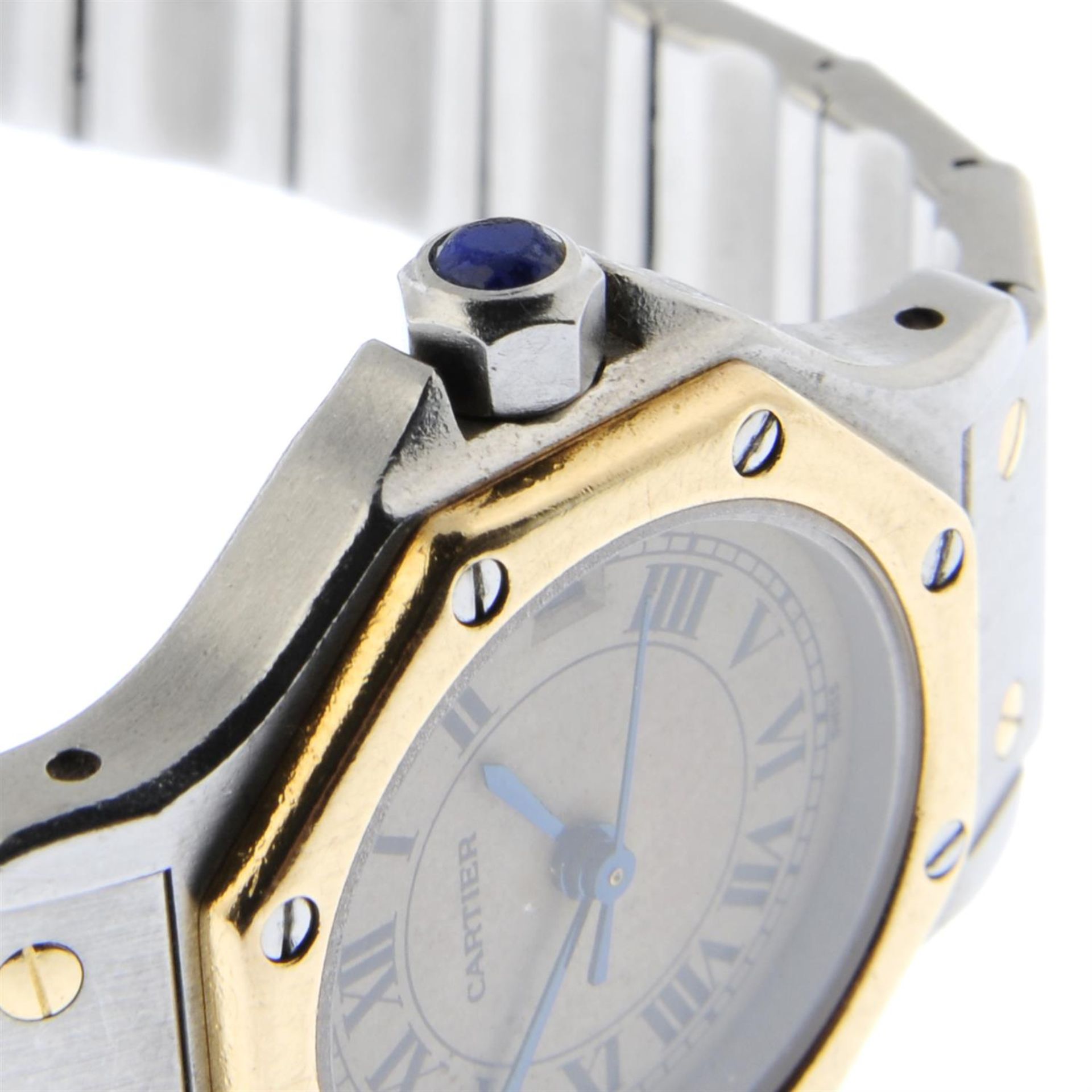 CARTIER - a bi-metal Santos Octagon bracelet watch, 25mm. - Bild 3 aus 5