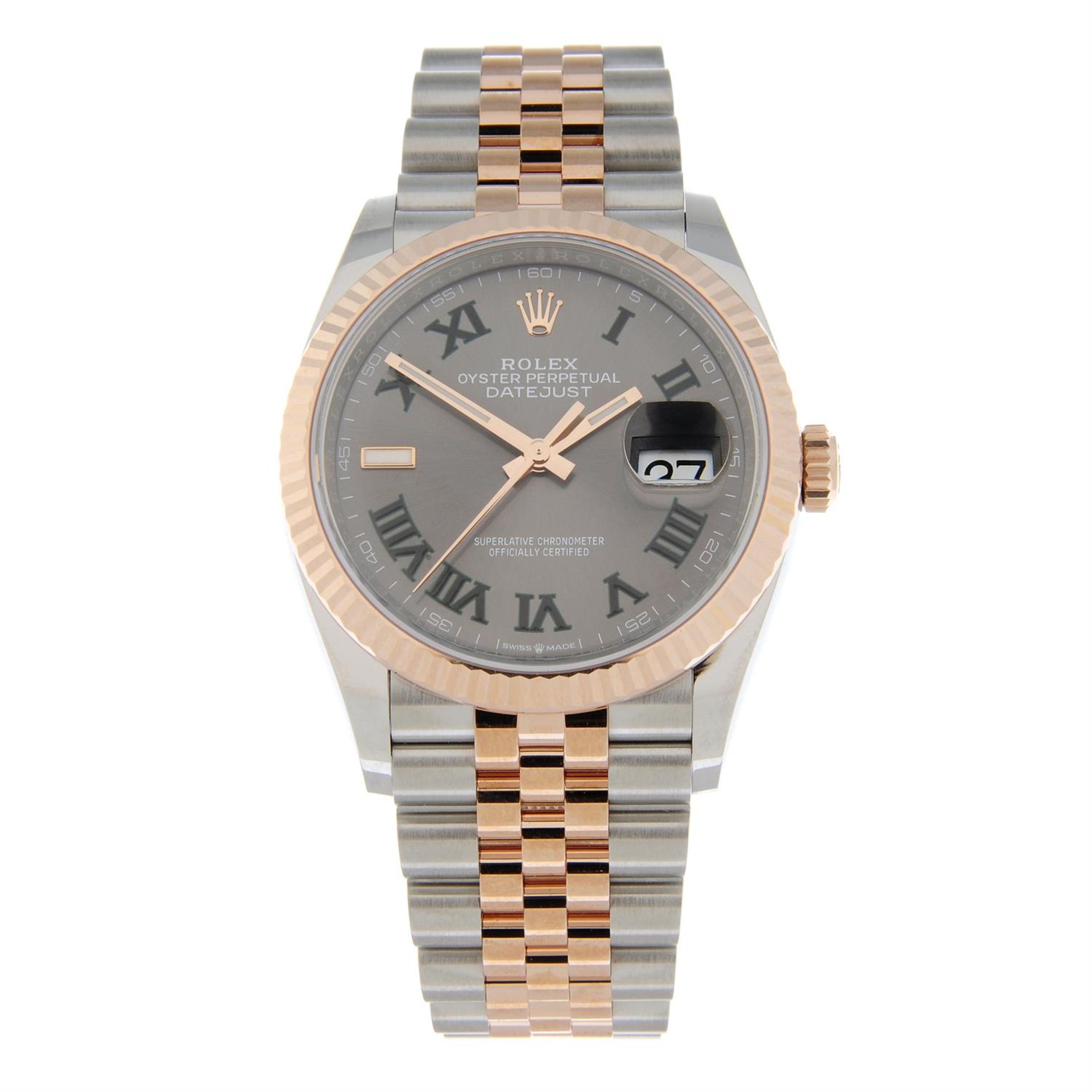 ROLEX - a bi-metal Oyster Perpetual Datejust bracelet watch, 36mm.