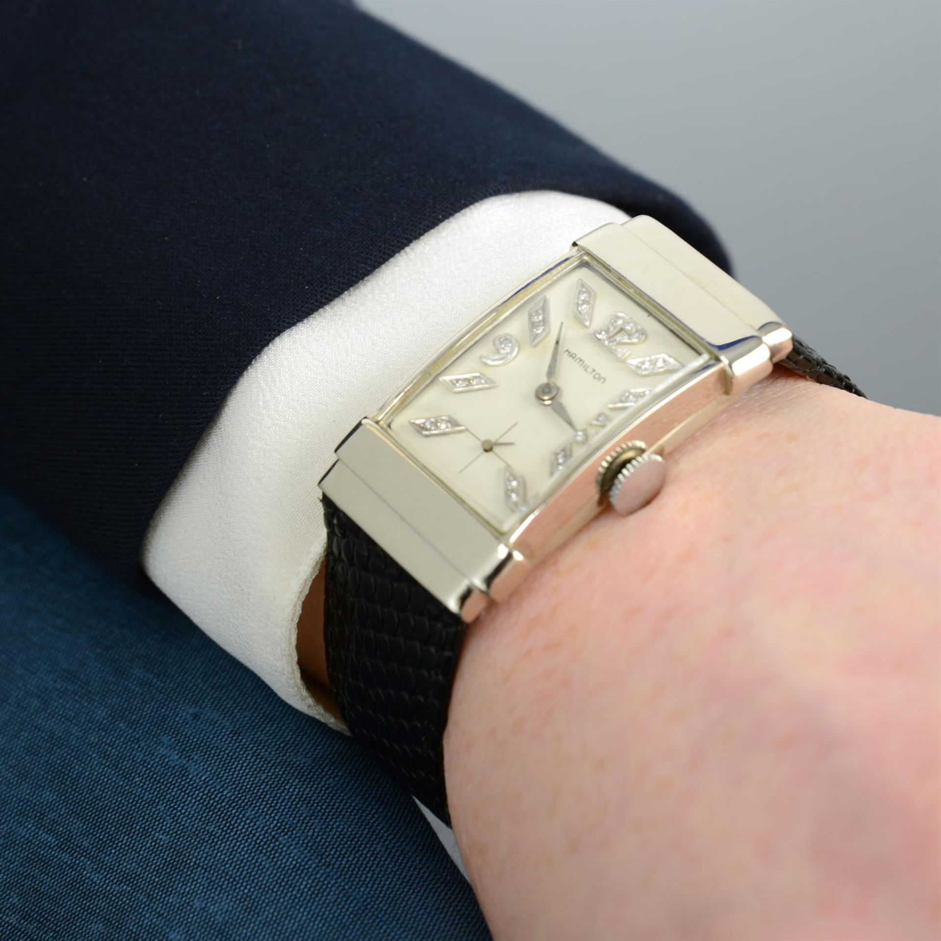 HAMILTON - a white metal wrist watch, 20x39mm. - Bild 6 aus 6