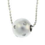 A diamond ball pendant, with chain.