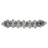 A sapphire and colourless zircon brooch. AF