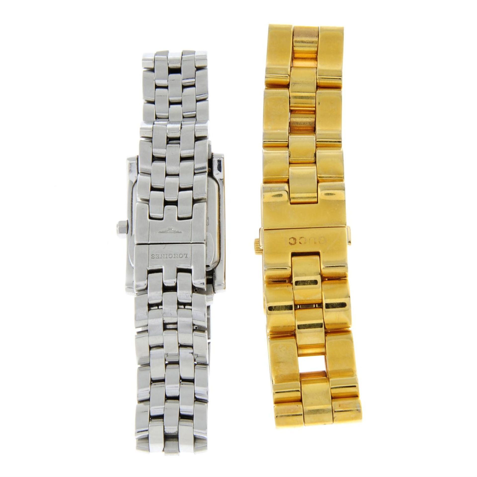 LONGINES - a stainless steel Dolce Vita bracelet watch (20mm) together with a gold plated Gucci - Bild 2 aus 2