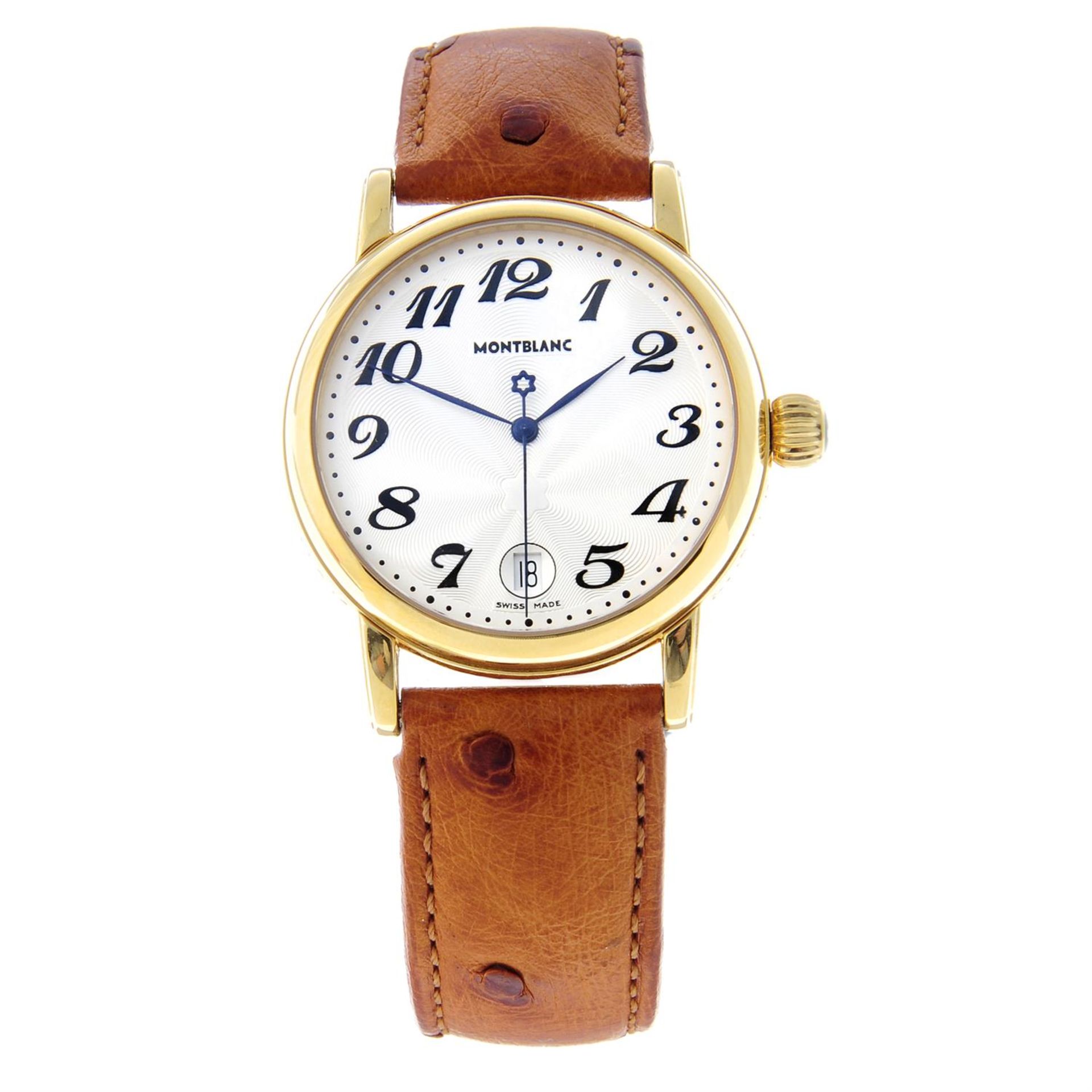 MONTBLANC - a gold plated Meisterstuck wrist watch, 35mm.